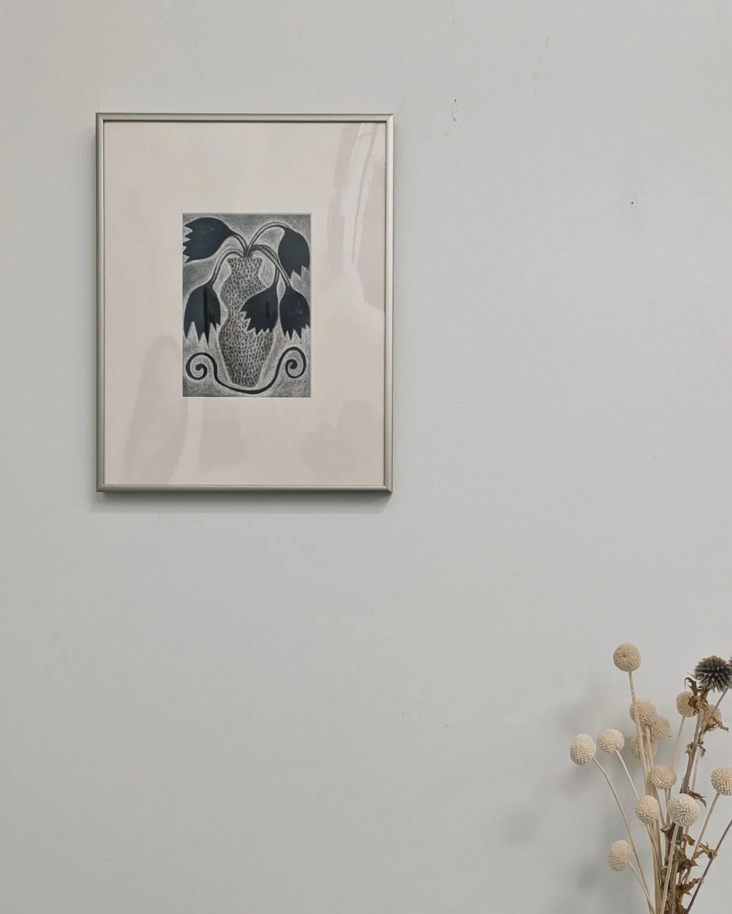 "Vessel Study," charcoal on paper, with studio reflection 🪞