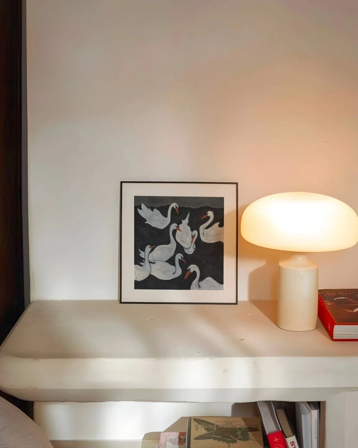 This painting has long been one of my favorites.  I'm drawn to swans for their softness and mystery, and "Flock" holds a little of both.
Available as a fine art print, to bring a little wonder to your space.