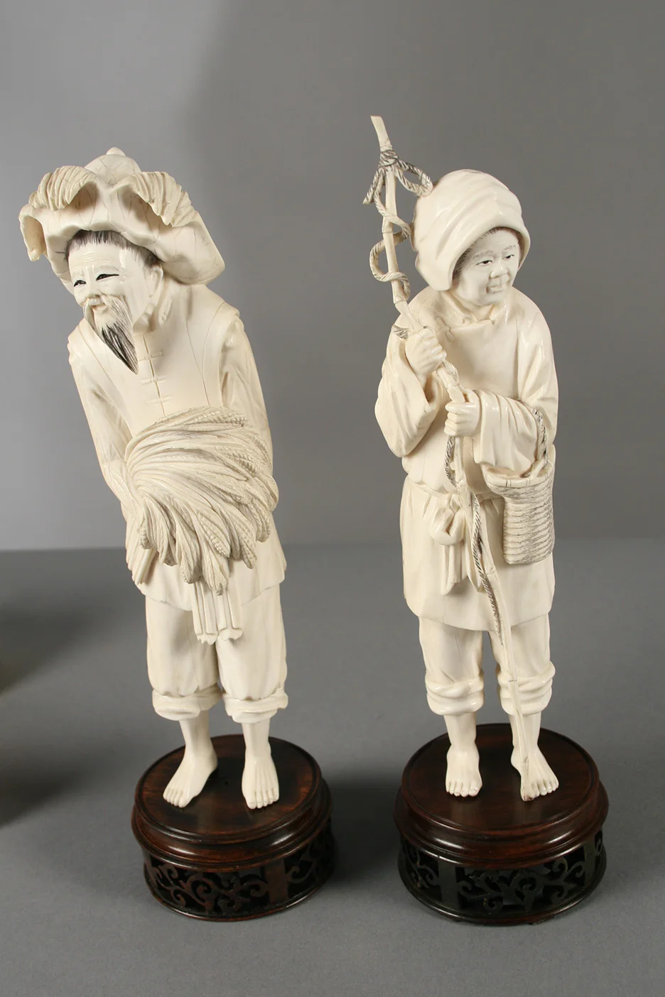Detailed view of a once-damaged figurine base after consolidation