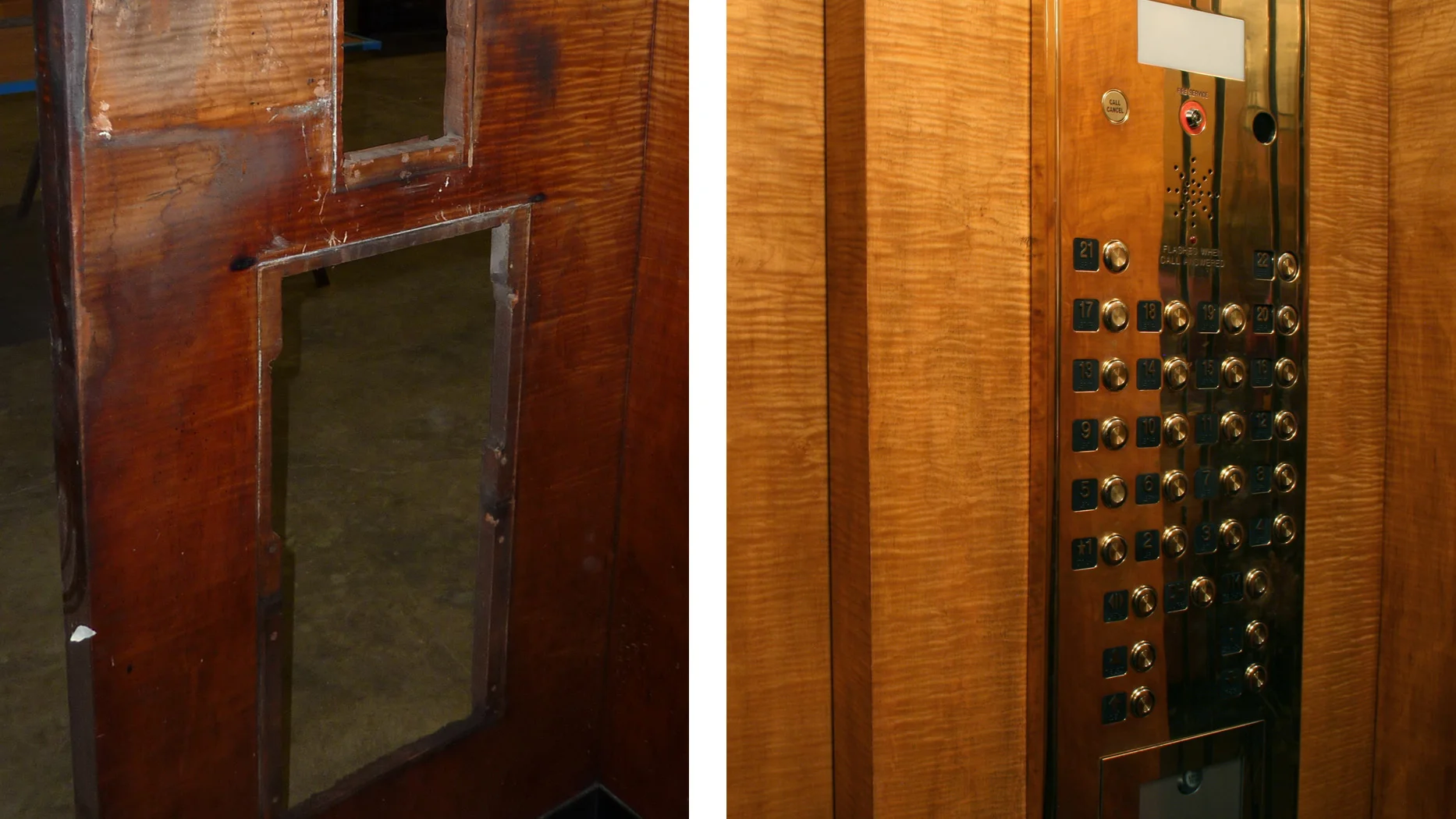 Detail before and after restoration