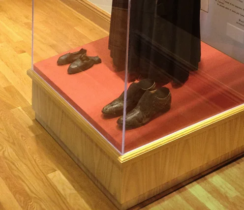 Mother Cabrini shoes display at the Chicago Shrine