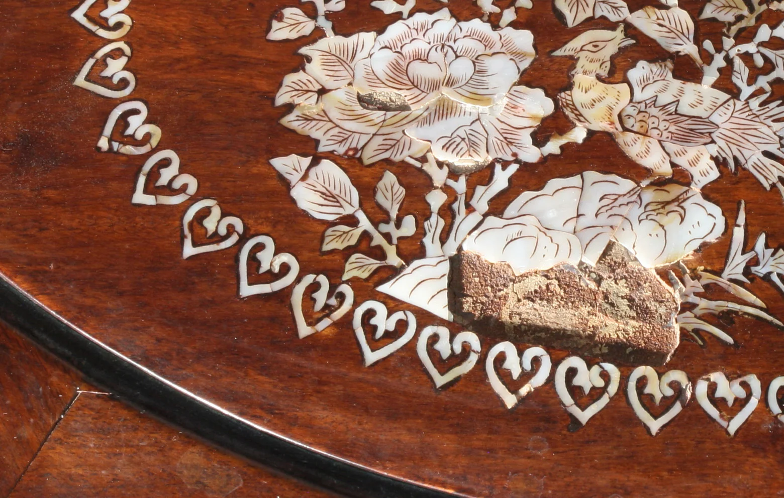 Detail of inlay before conservation