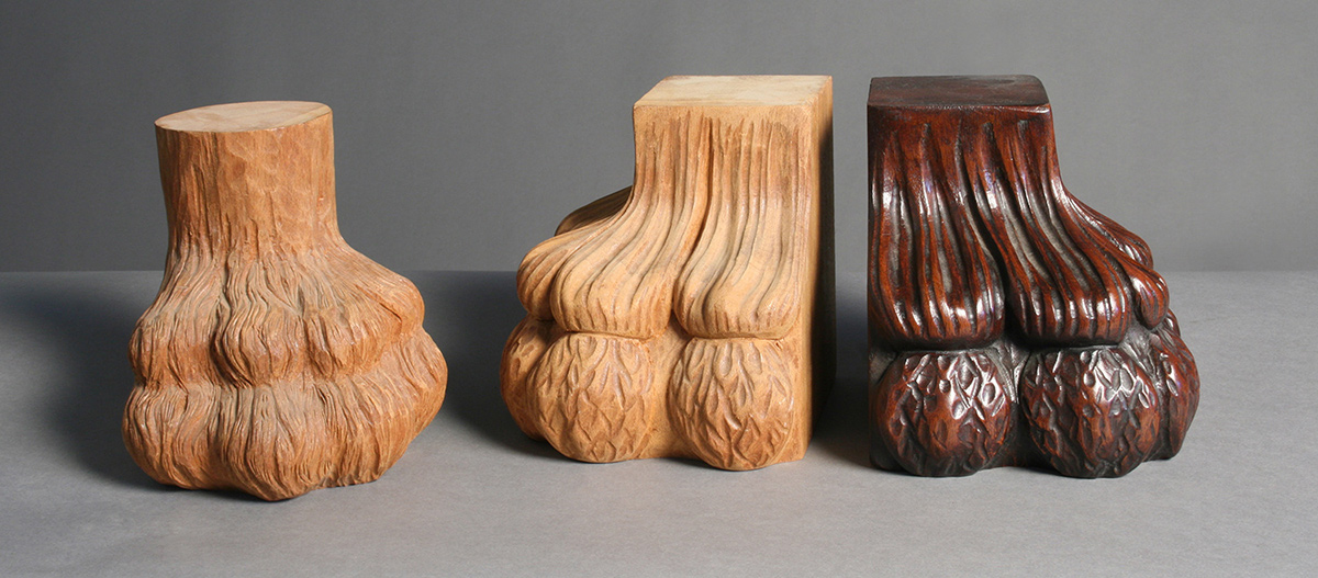 Samples of “antique” finish and hand carved elements