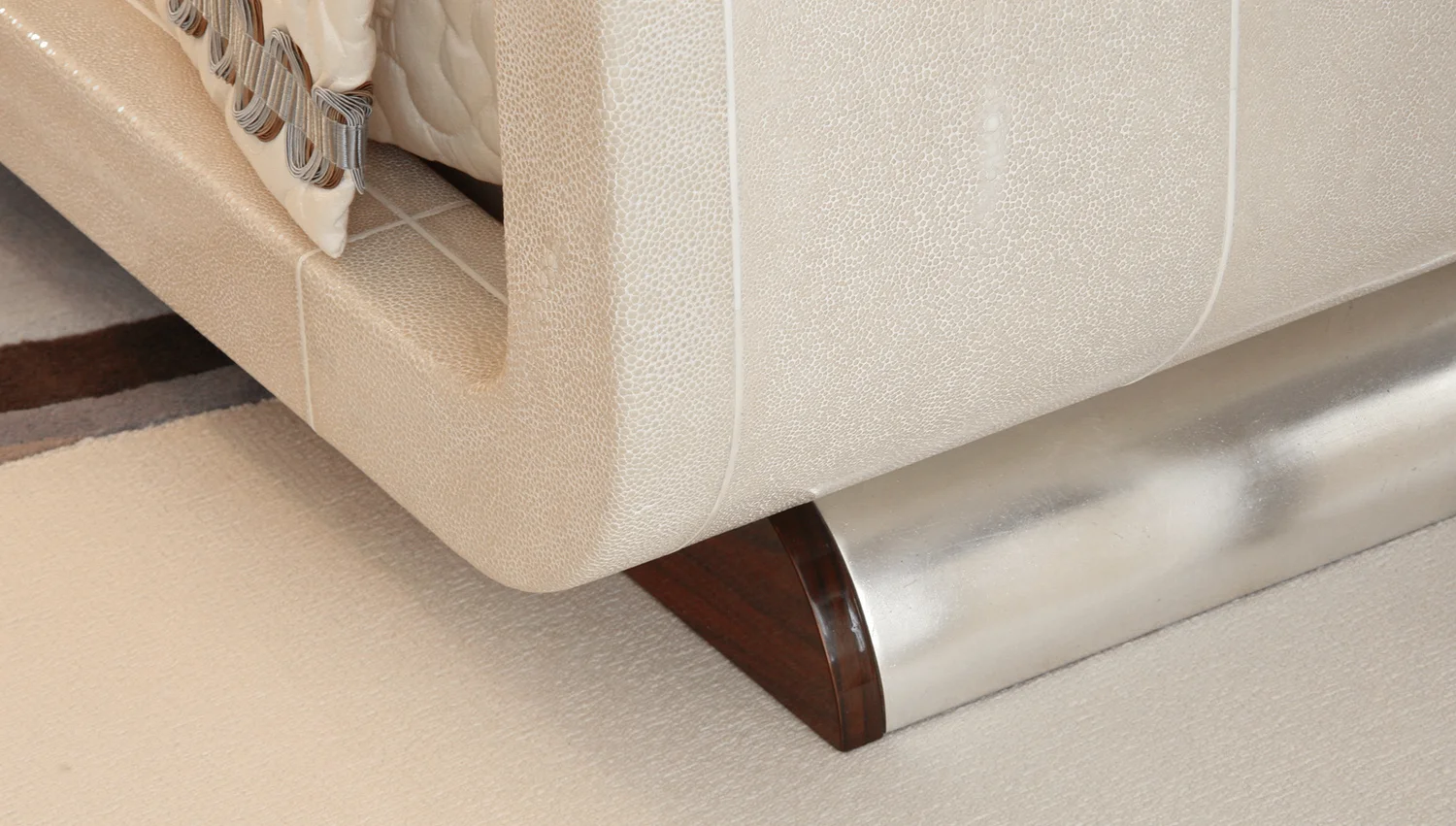 Custom shagreen bed base detail