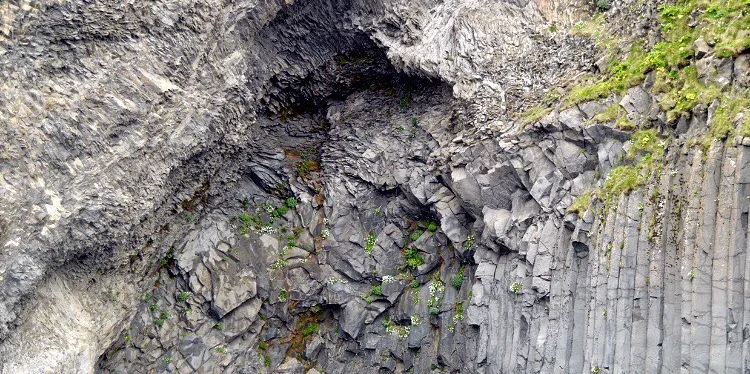 Rocks at the famous Black Sand Beach near Reykavik.