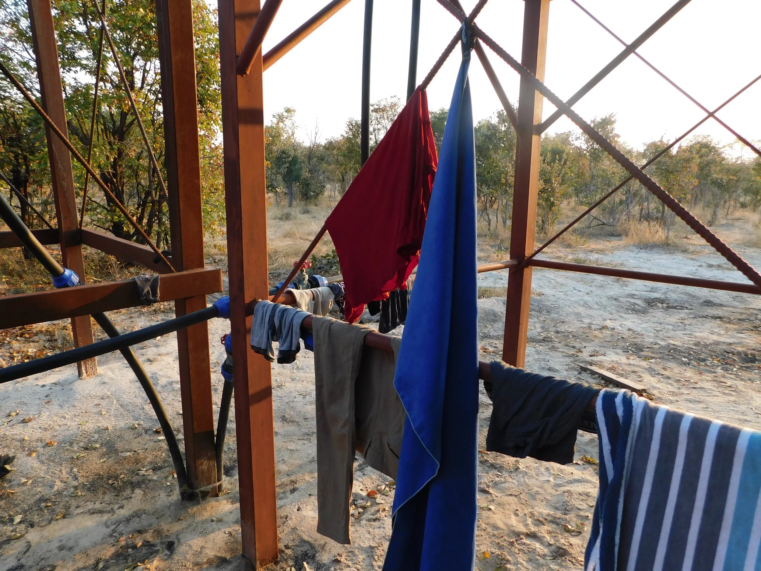 Our laundry trying to dry before the sun went down.