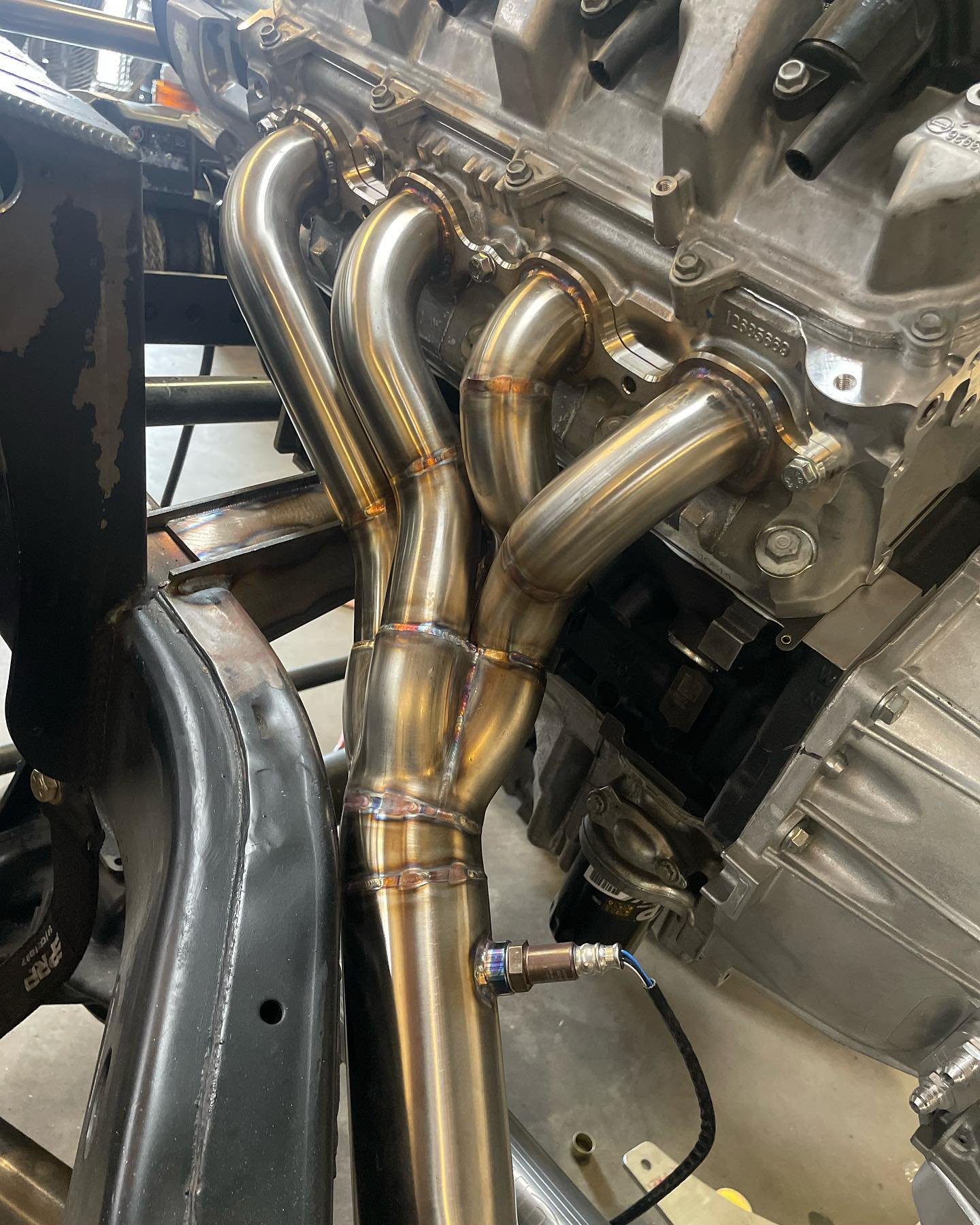 Another exhaust system wrapped up for a Jeep Wrangler build moving along for @sgtjeep.  This chassis came prebuilt and we are doing the L86/6speed drivetrain conversion.  1 7/8 header to a a tight merge collector for space constraints.  @alldayfab go