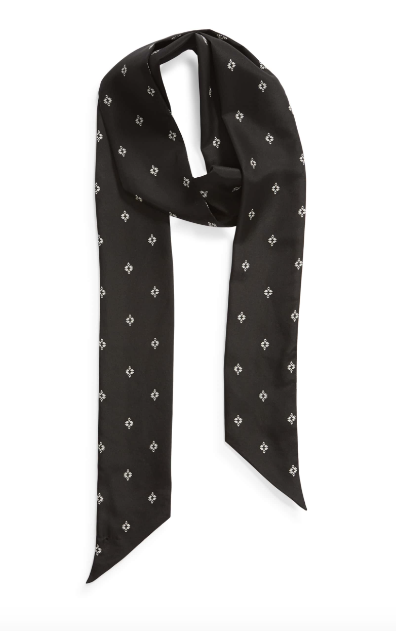 Print Silk Skinny Scarf - $39