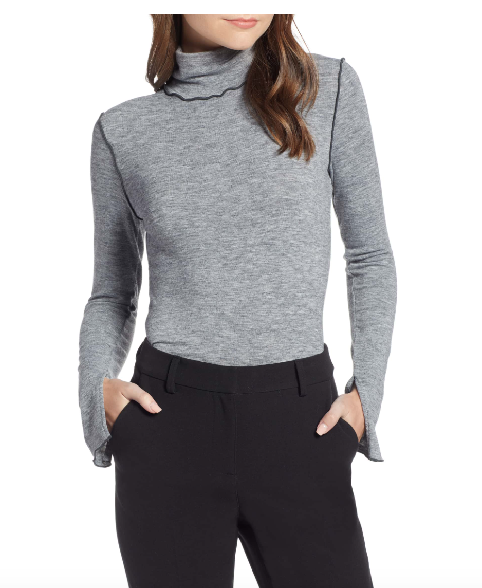 Contrast Stitch Mock Neck Top - $59