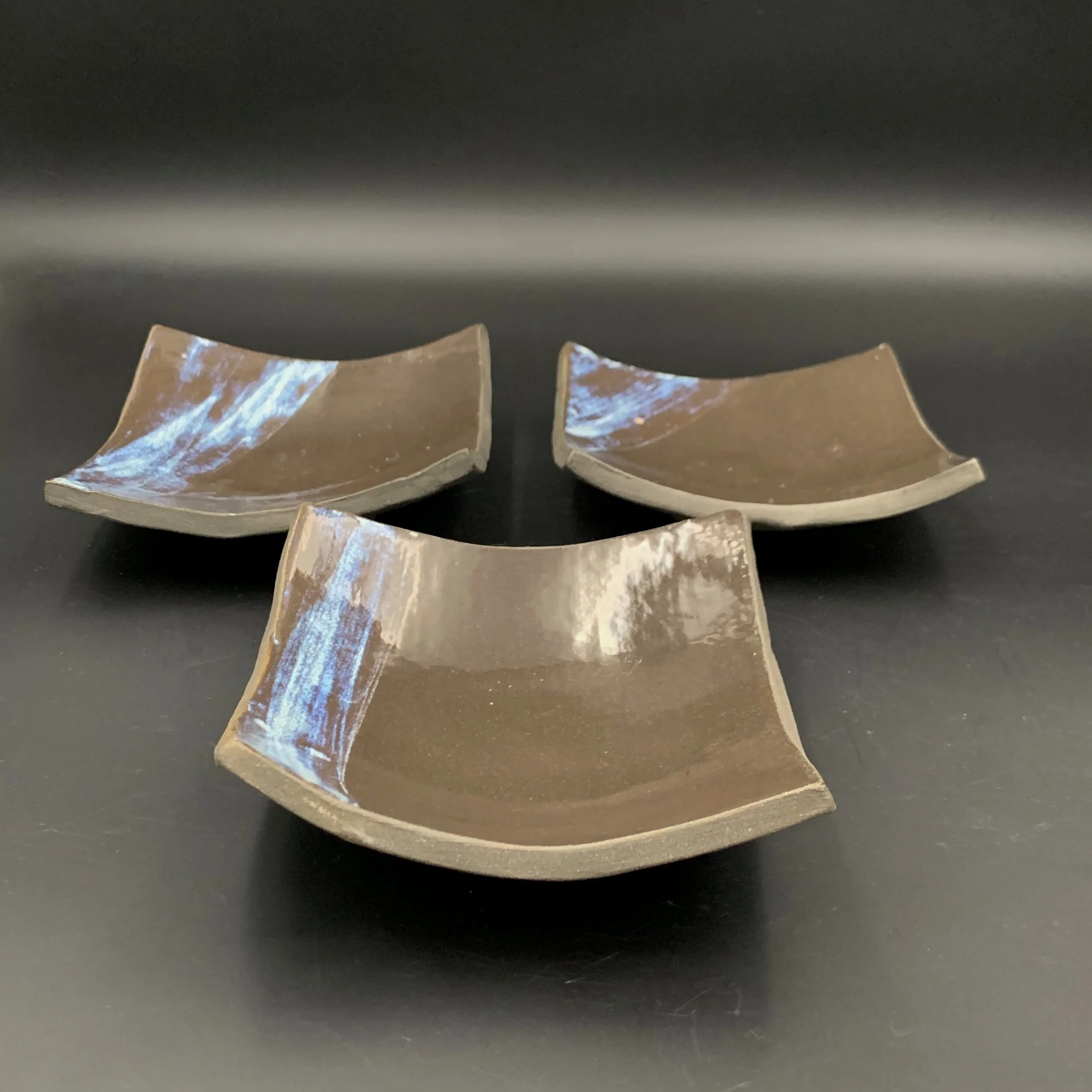 SecondsBlack Square Curved Plates — Emmanuelle Ceramics LLC