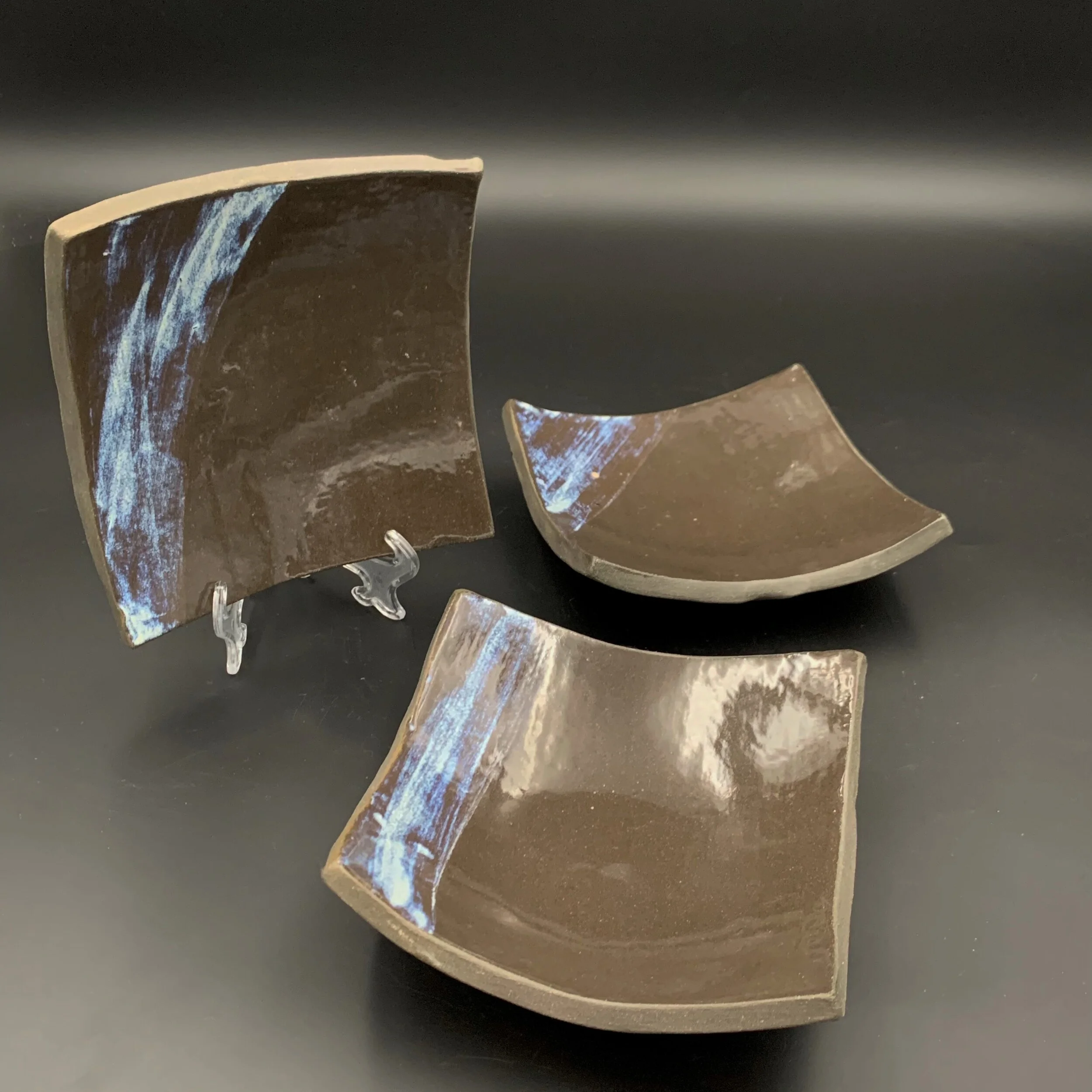 SecondsBlack Square Curved Plates — Emmanuelle Ceramics LLC