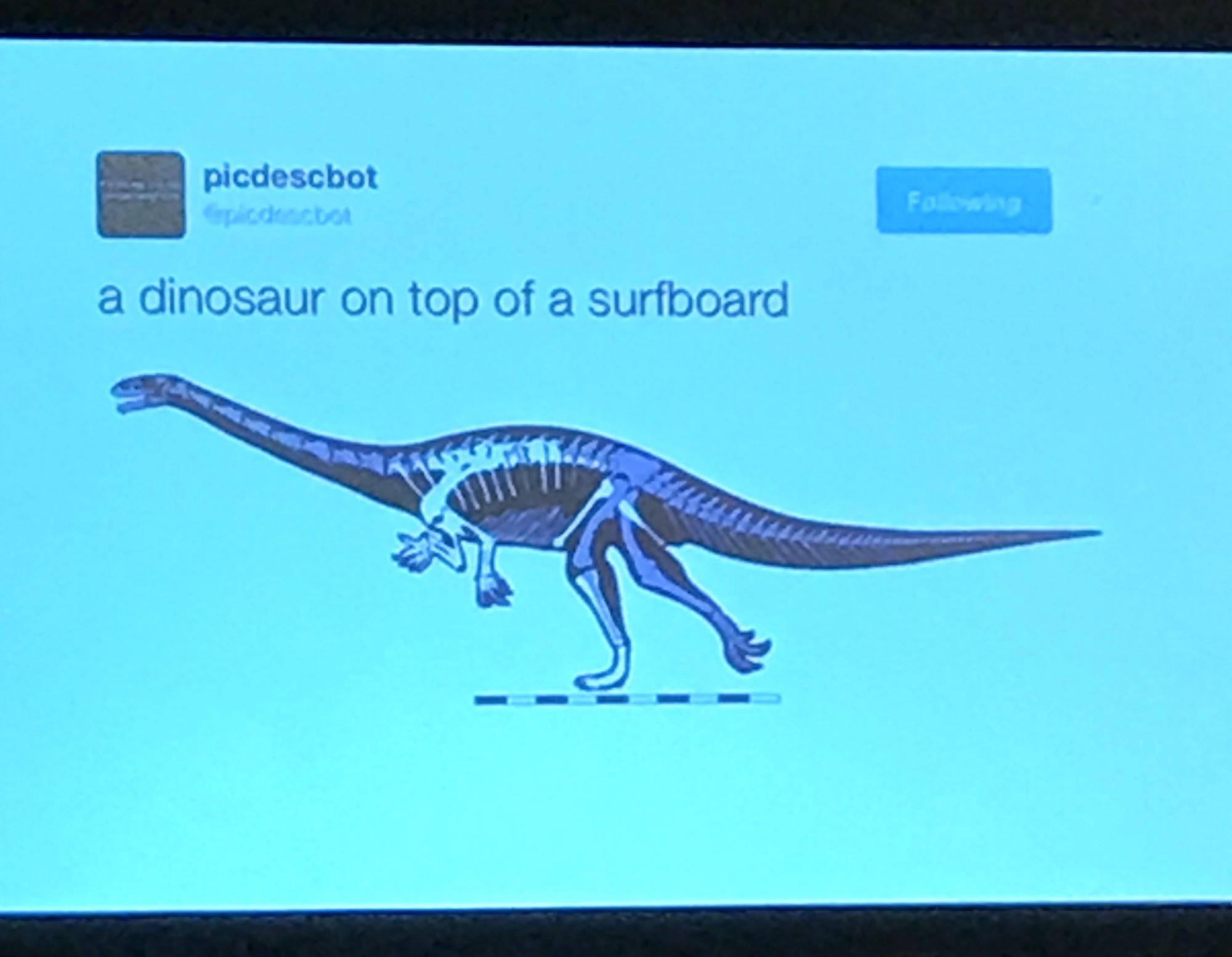 "picdescbot", one example of flawed machine learning that can be entertaining. Others can be harmful