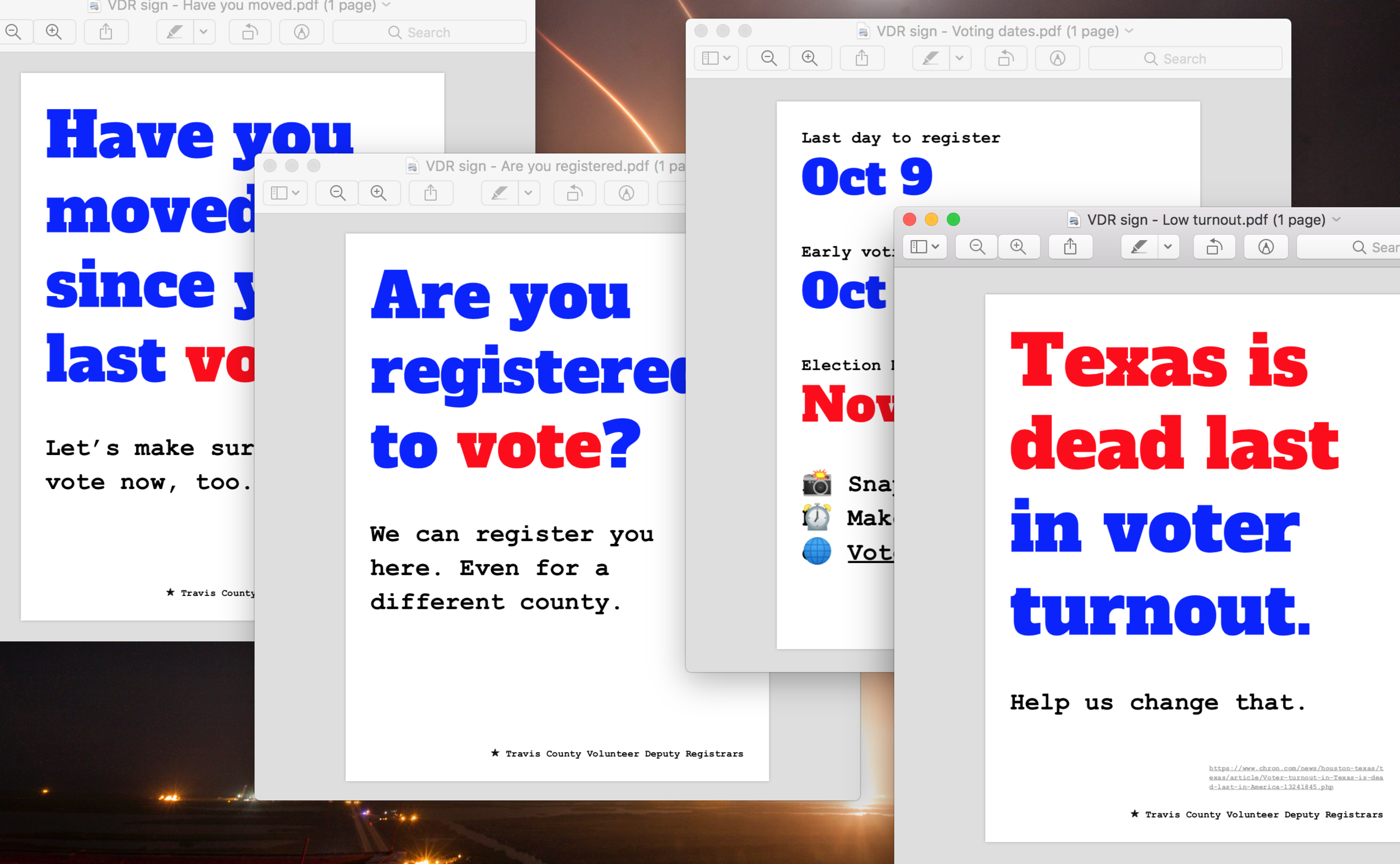 View, print, or duplicate the flyers in this Google Docs folder .