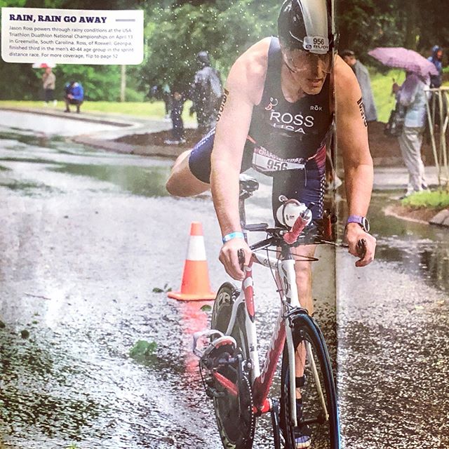 When you open up Triathlon Magazine and Mr. EC Duathlon has a full two-page shot! Textbook flying dismount in the rain... on his way to an AG podium BTW - Coach @coelder is definitely proud 🥺
@usatriathlon @usatsoutheast @enduranceconcepts 
#Duathlo