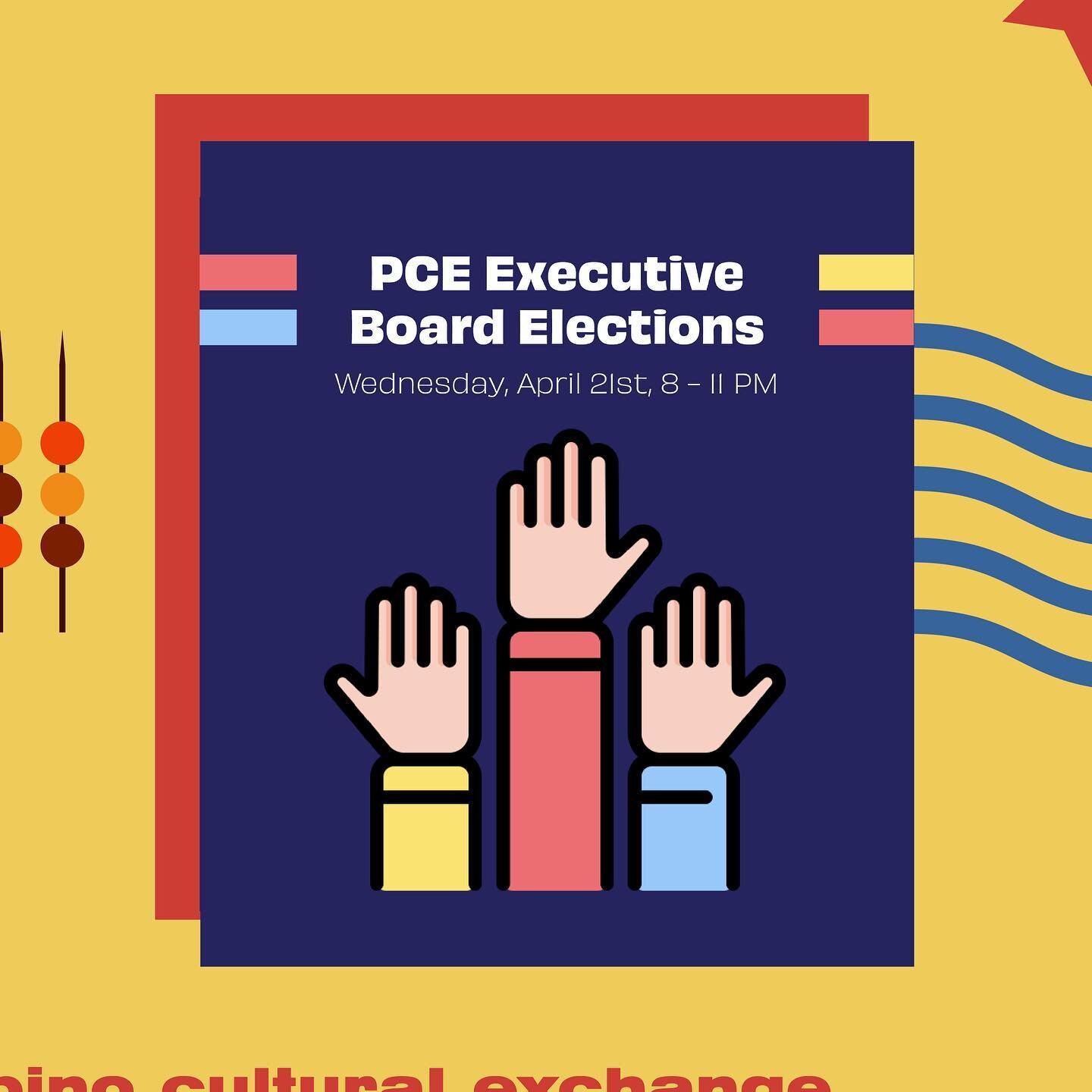 PCE Elections are this Wednesday! Swipe to see the candidates as well as info on registration, q&amp;a, and voting procedure! All the links mentioned here are also on our linktree in bio.