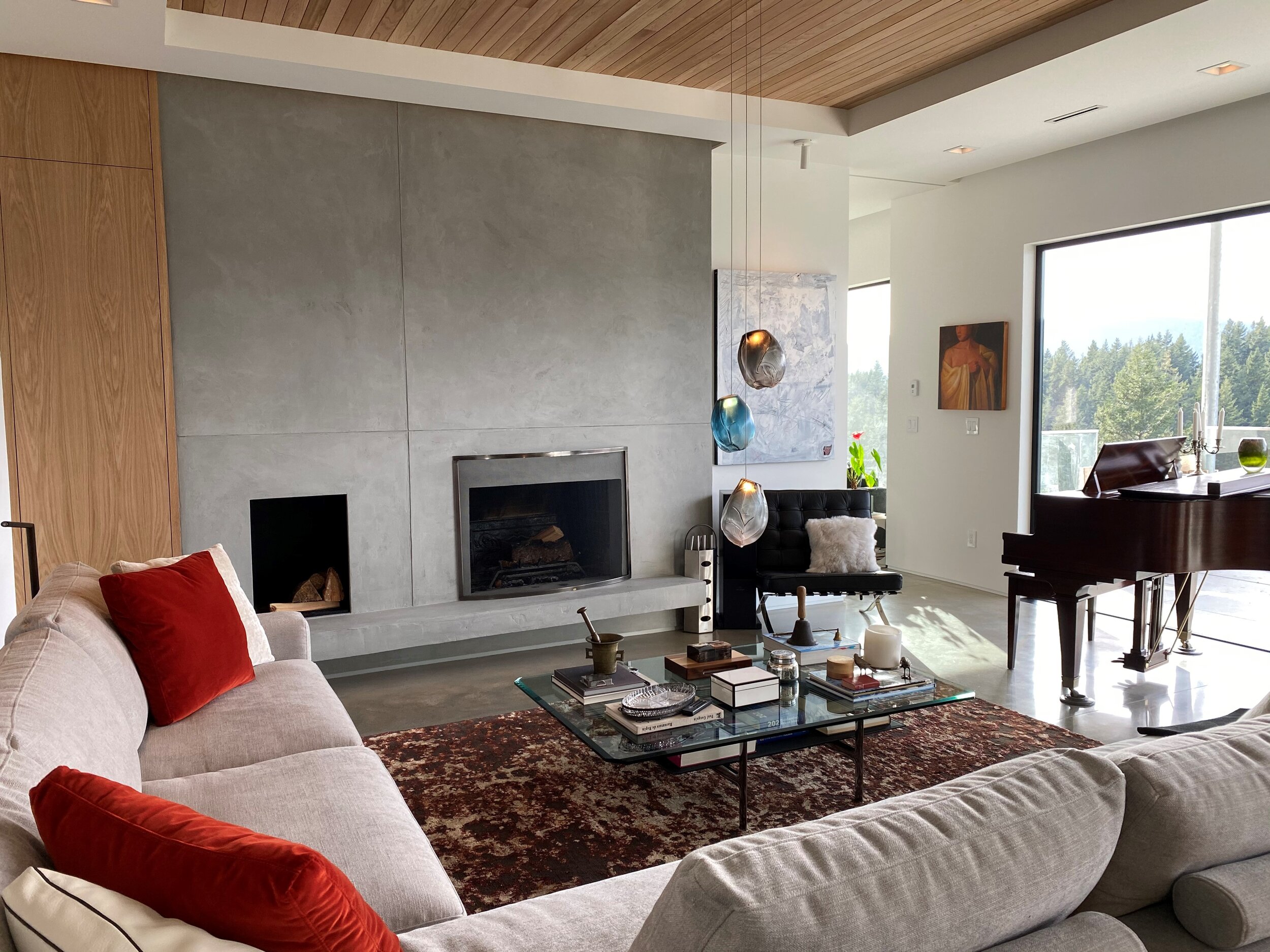 Polished Concrete Microtopping Fireplace