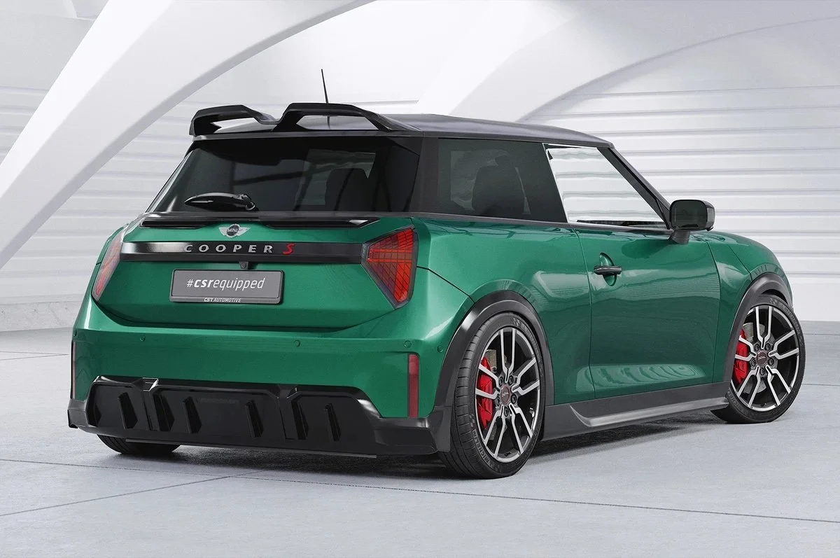 MINI F66 JCW rear wing extensions. Rear lip spoiler in gloss black 