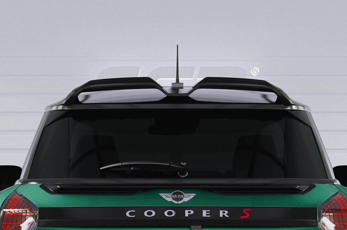 MINI F66 JCW rear wing extensions. Rear lip spoiler in gloss black