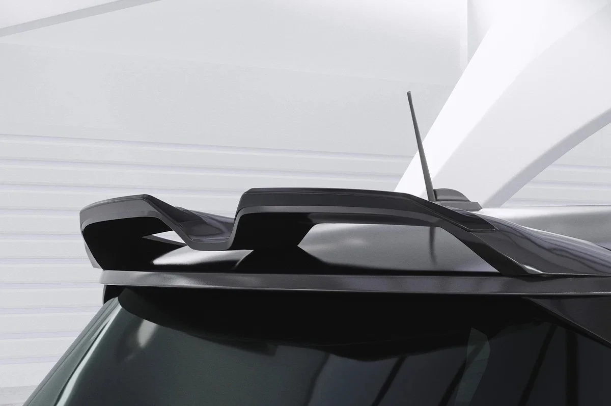 MINI F66 JCW rear wing extensions. Rear lip spoiler in gloss black