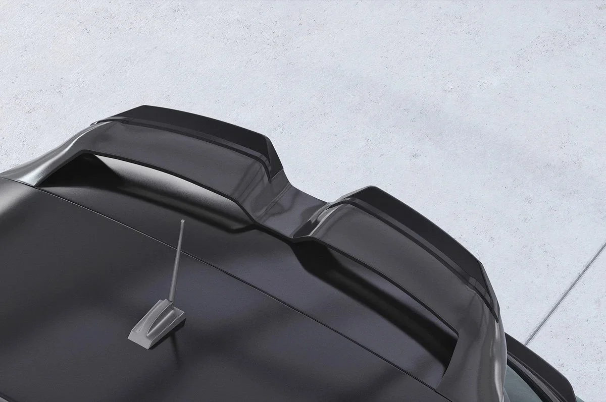 MINI F66 JCW rear wing extensions. Rear lip spoiler in gloss black