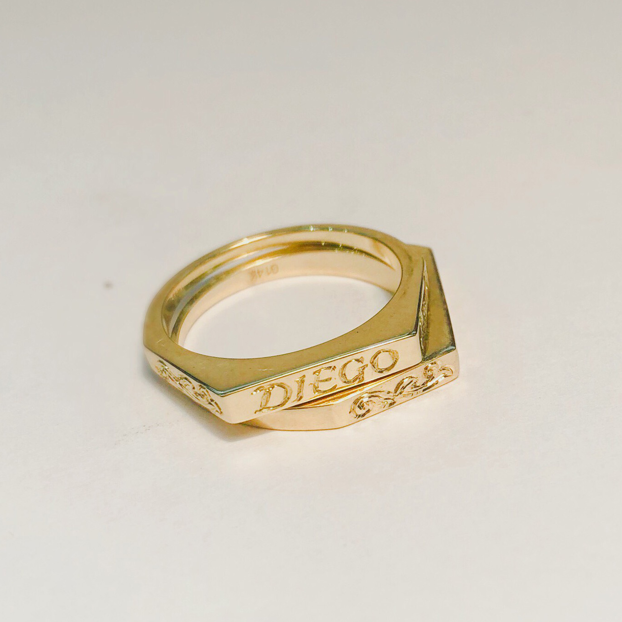 Text engraving on surface