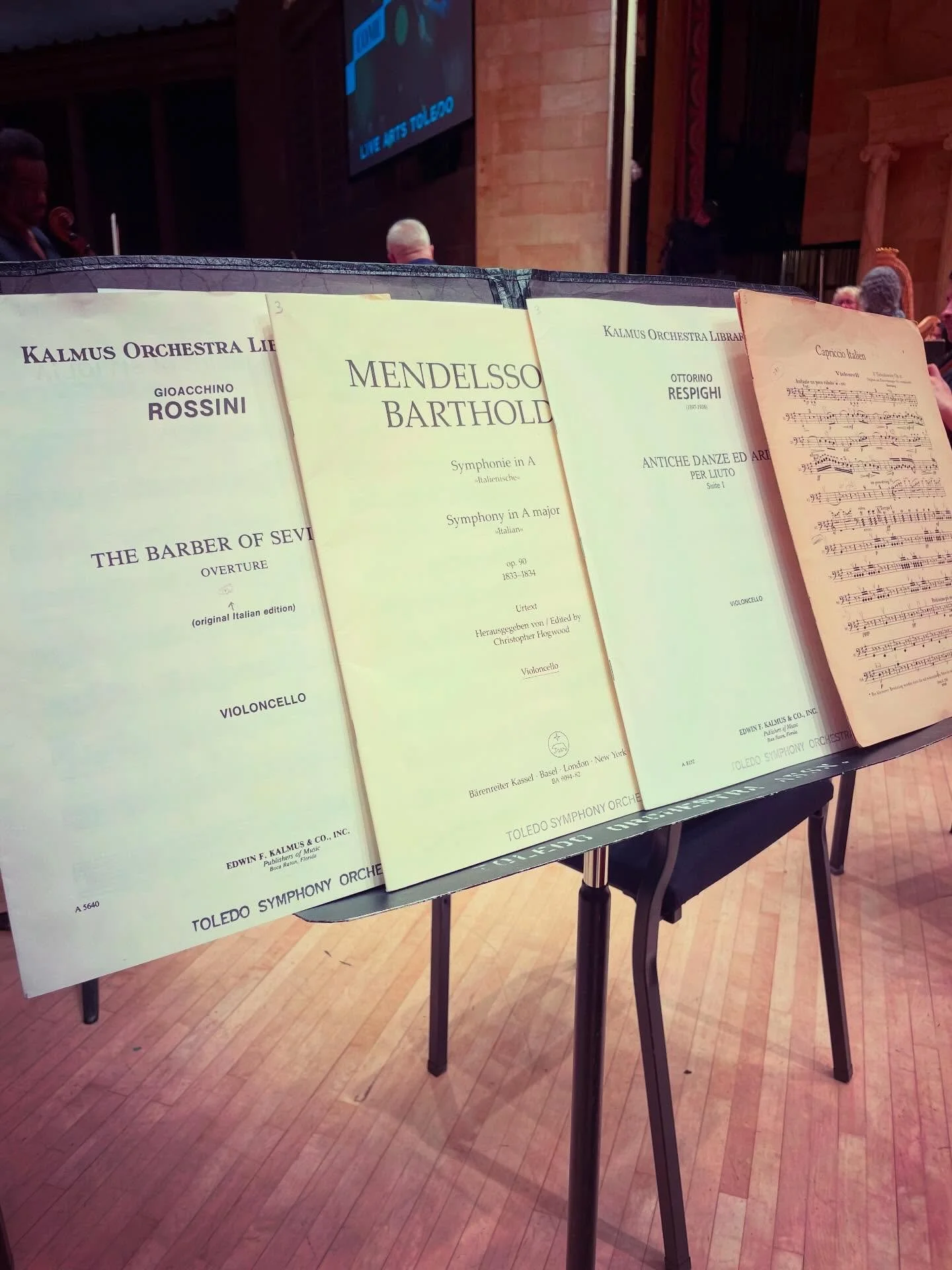 #whatsonmystand

Giaocchino Rossini: Barber of Seville - Overture
Felix Mendelssohn: Symphony No. 4, &ldquo;Italian&rdquo;
Ottorino Respighi: Ancient Airs and Dances
Piotr Ilyich Tchaikovsky: Capriccio Italien 

There&rsquo;s a definite theme to toni
