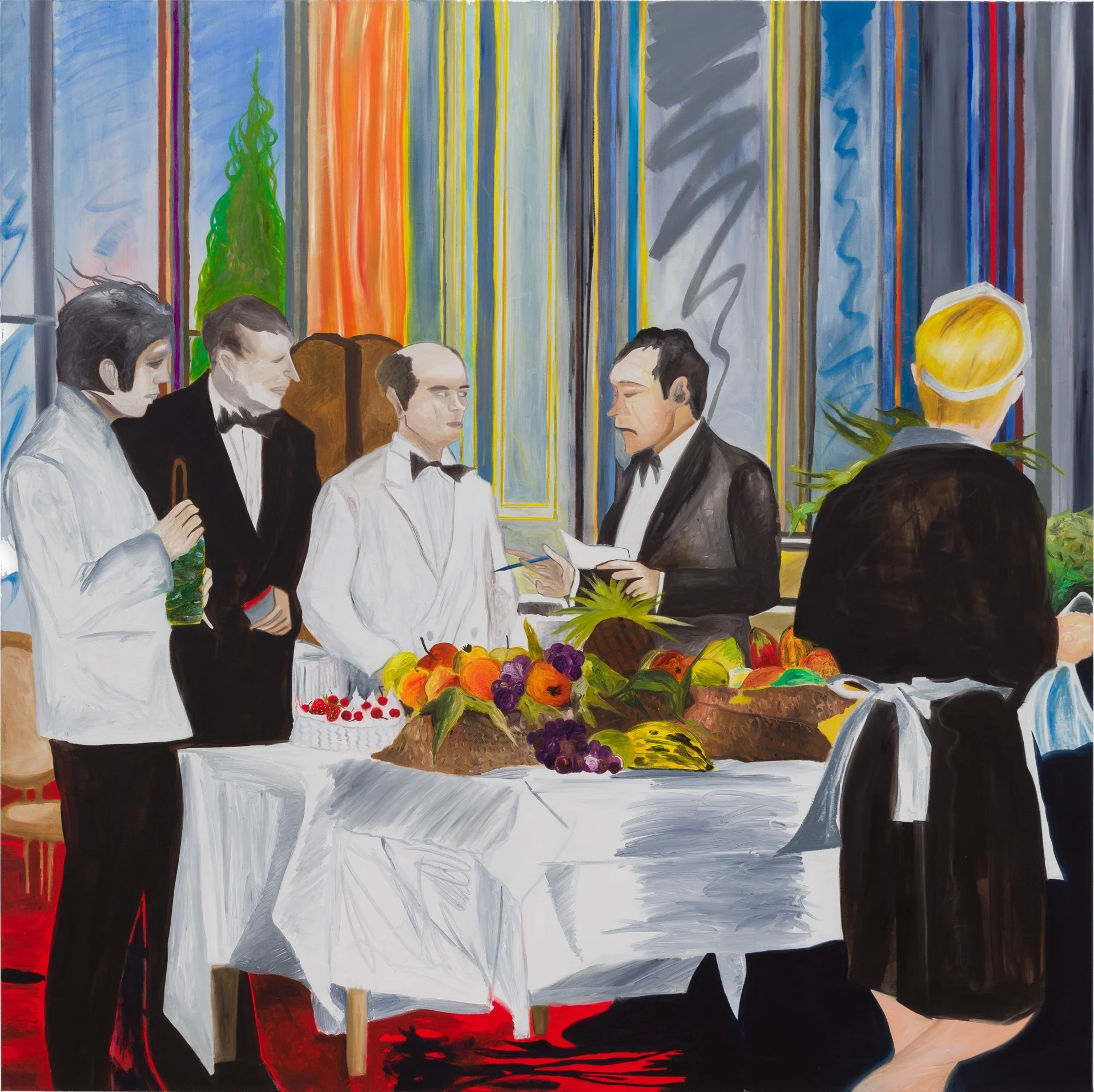 Vor dem Brunch, 2019, oil on canvas, 200x200cm Amygdala Ikebana exhibition at Gabriele Senn Galerie, Vienna, Jan 2019