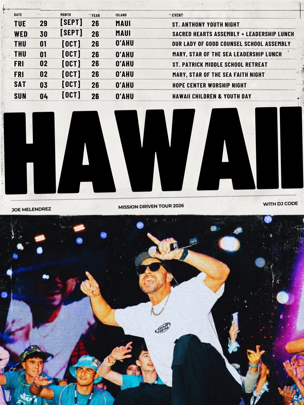 🌺 HAWAII, WE&rsquo;RE COMING BACK! 🤙🏽

So grateful to return to the islands for another week of ministry, music, worship &amp; community. 🙌🏽

This isn&rsquo;t just a tour&mdash;it&rsquo;s a mission. ❤️&zwj;🔥

OAHU + MAUI 📍
SEP 29 &ndash; OCT 4