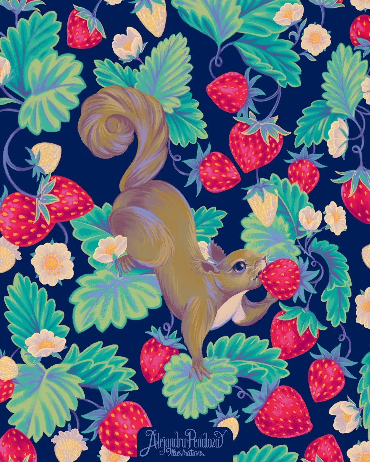 Welcoming autumn with this cute Strawberry Thief 🍓
.
.
.
#strawberrythief #autumn #botanicalpattern #botanicalillustration #surfacepatterndesign