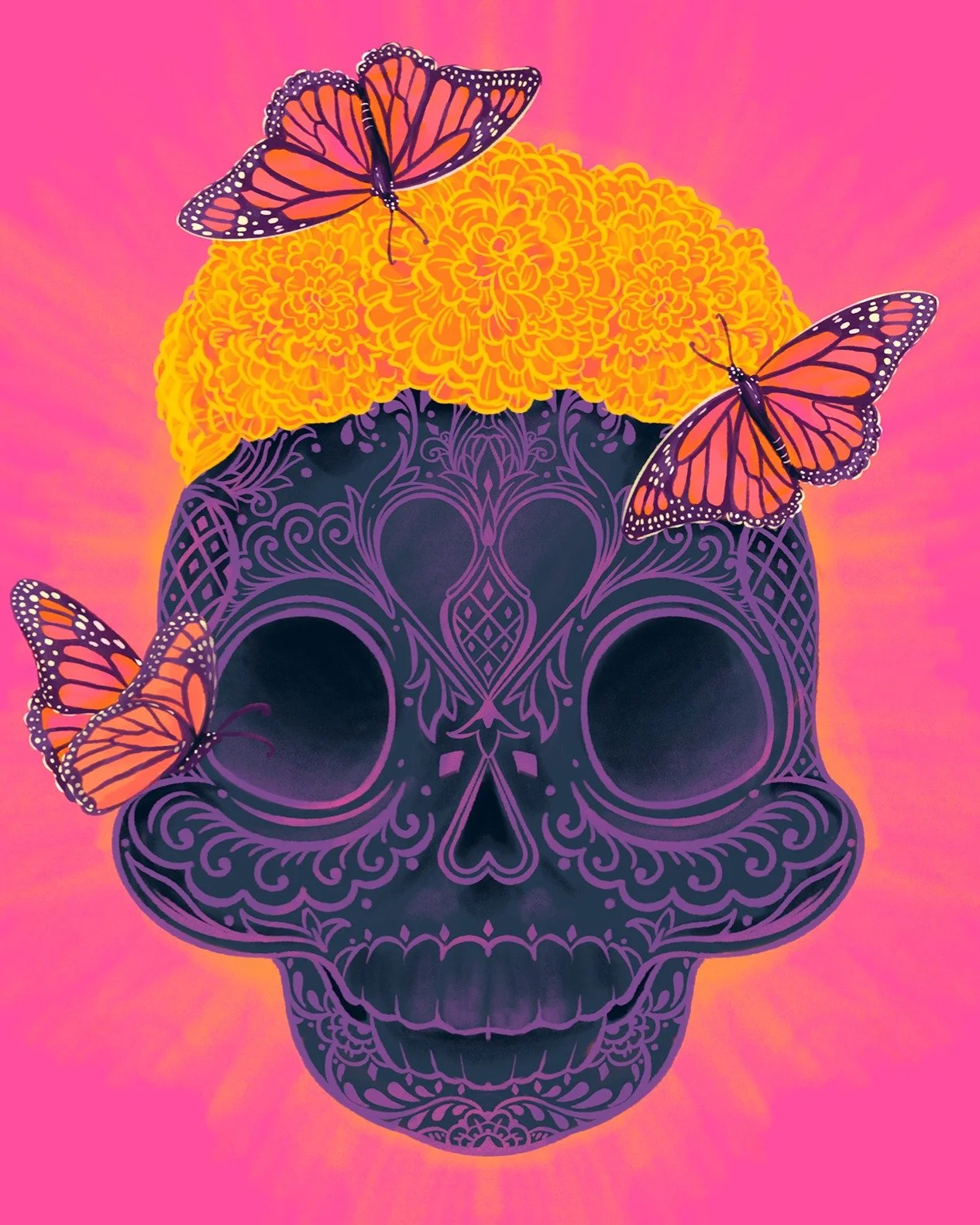 Feliz d&iacute;a de Muertos 💀
.
.
.
#diademuertos #dayofthedead #mexico #floralillustration