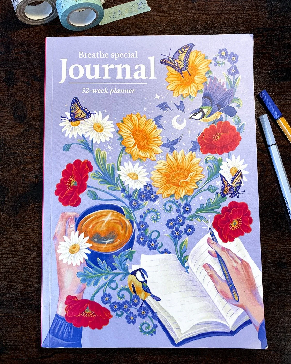 2026 Special planner from Breathe Magazine 🌻
.
It was lovely to work on this cover and the accompanying illustration for Weekly Reflection. Inspired by the blooms from every season and the constant presence of the beautiful blue tits. 
.
.
.
#floral