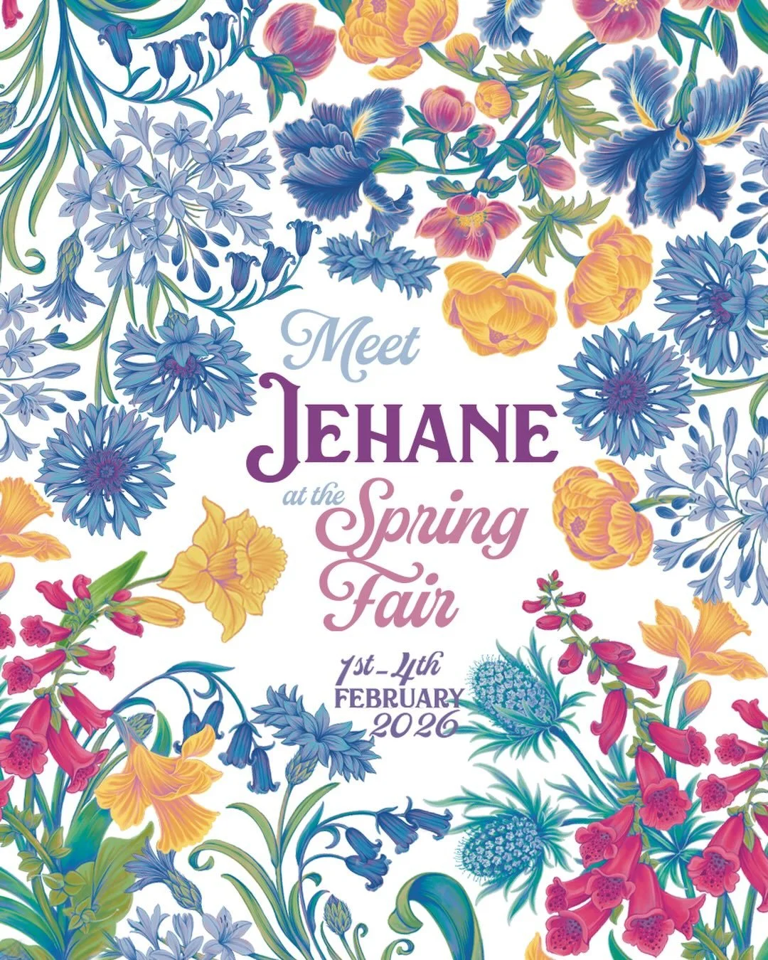 Meet my agent @jehane_ltd and the J-Team at the Spring Fair 2026 🌸
.
Jehane and the team will be showcasing some of my work from 1st to 4th of February at the NEC Birmingham. 
.
You can find them at Stand 4B86 in the Licensing Lab, or book a meeting