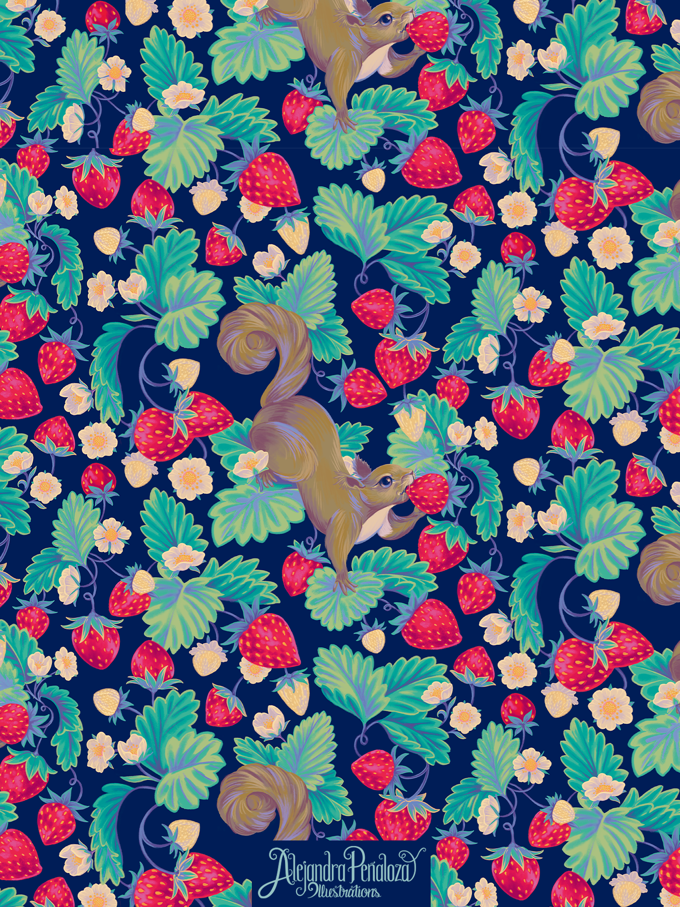 Strawberry-Thief-Squirrel-Illustration-Surface-Design-by-Alejandra-Penaloza.png