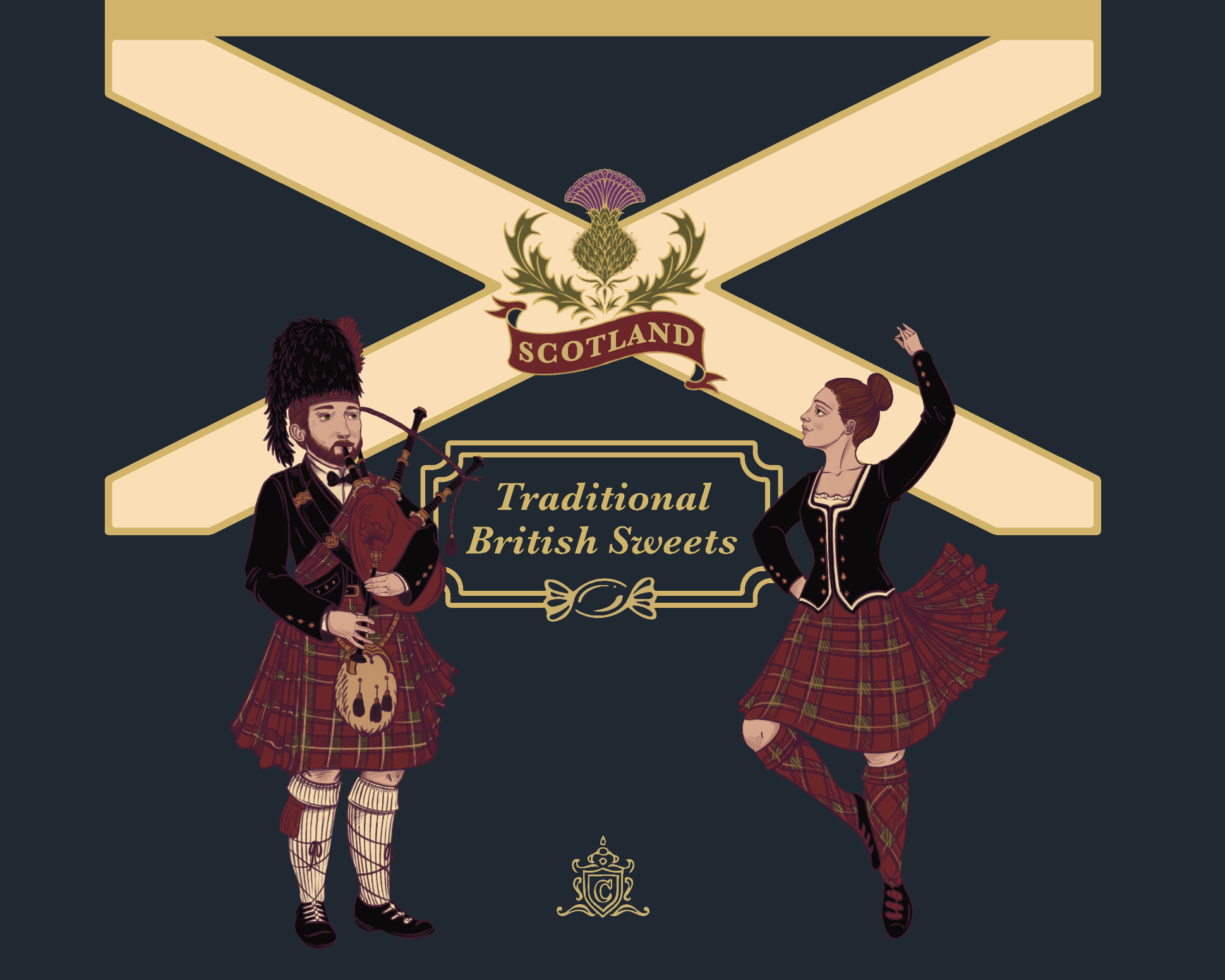Scottish-Bagpiper-and-Dancer-Heritage-Britain-Collection-Churchills-Confectionery-Sweets-Tins-Alejandra-Penaloza.png