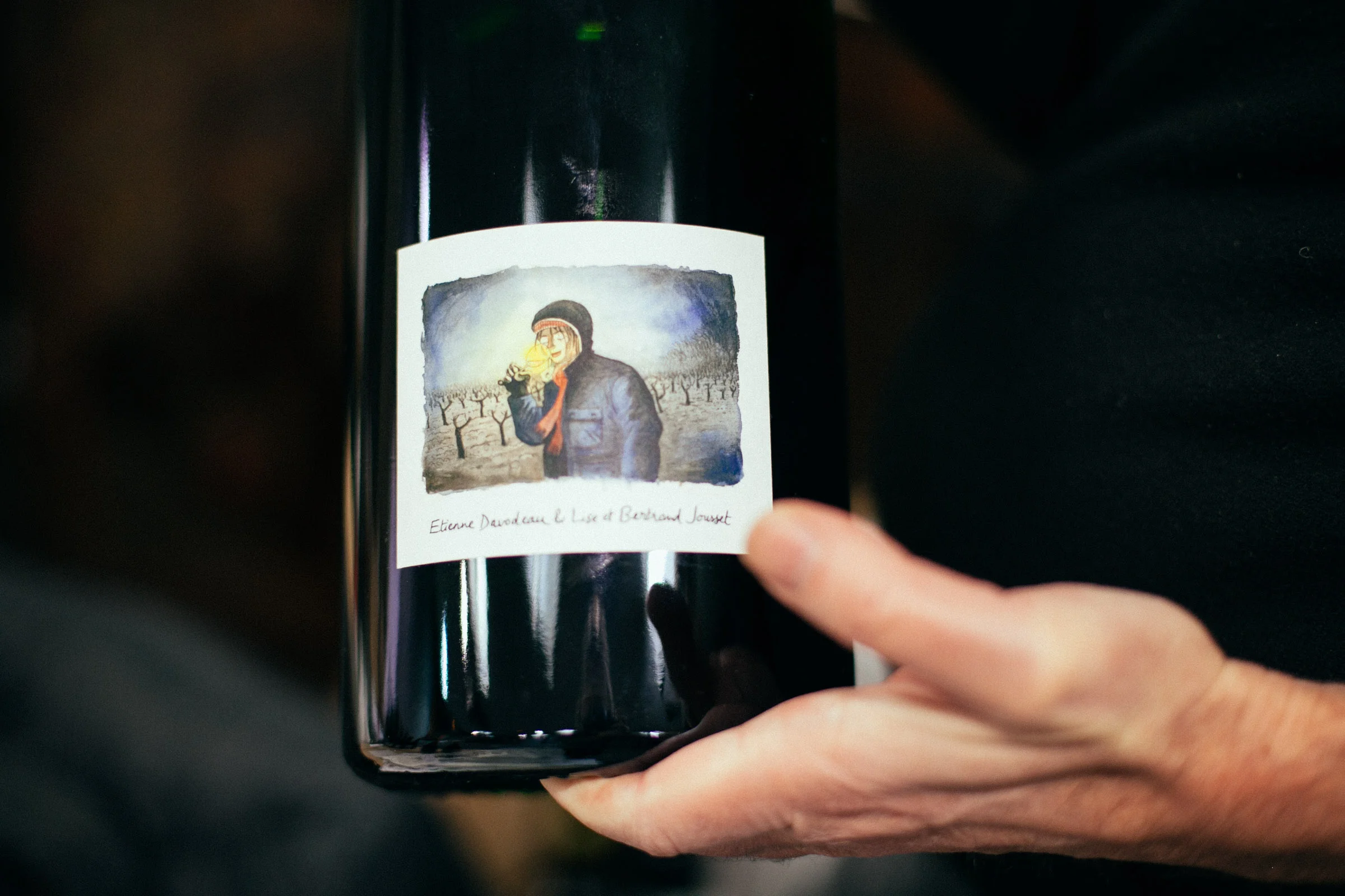 Étiquette d’Étienne Davodeau et vin de Lise & Bertrand Jousset.