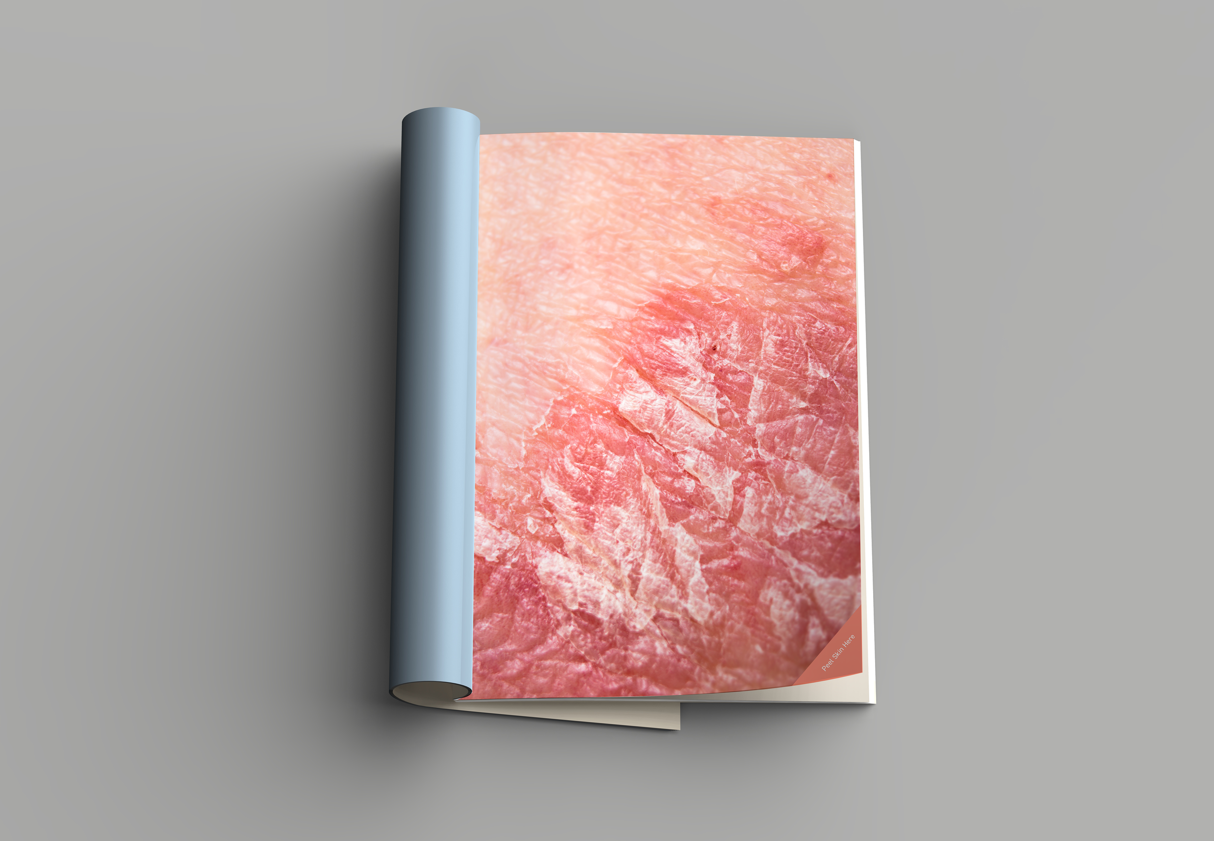 In print advertising, the 3–page ad encourages the reader to "peel the skin".