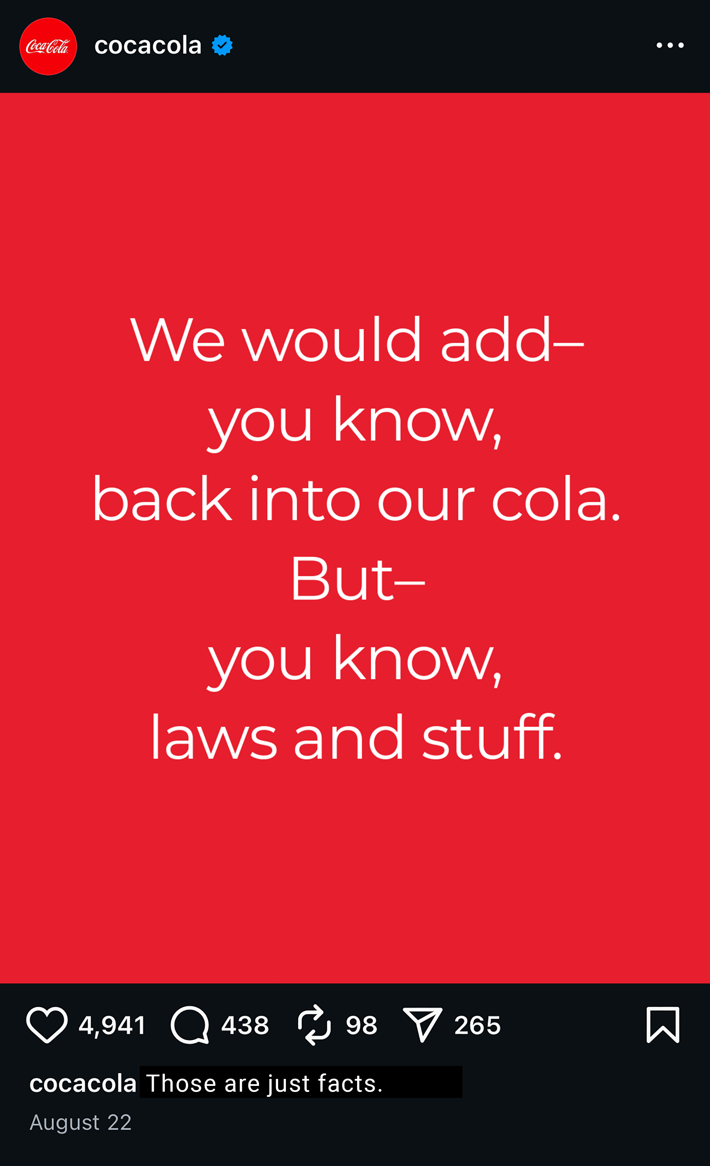 Coca-Cola: Those are just facts