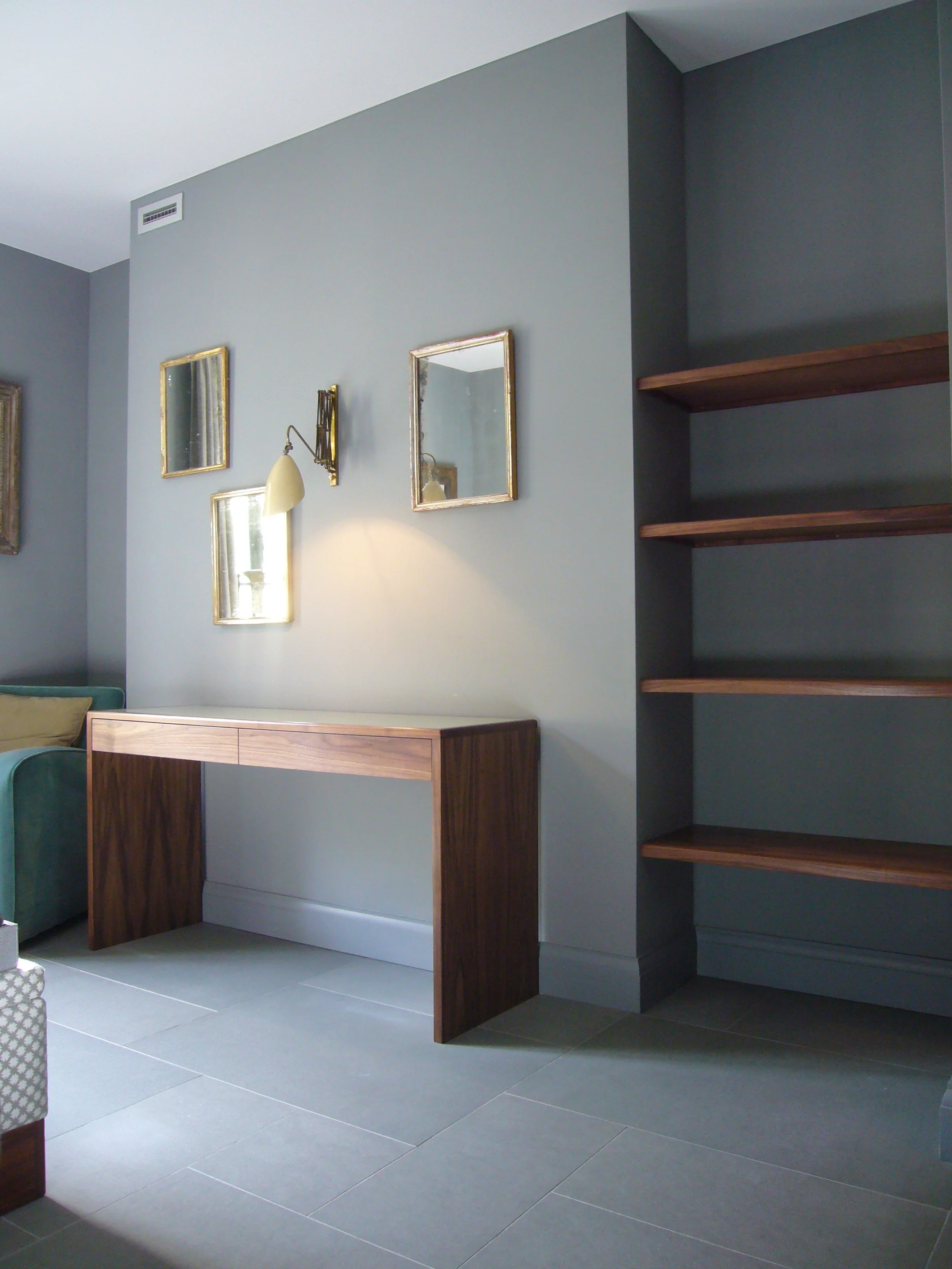 American walnut desk and shelves