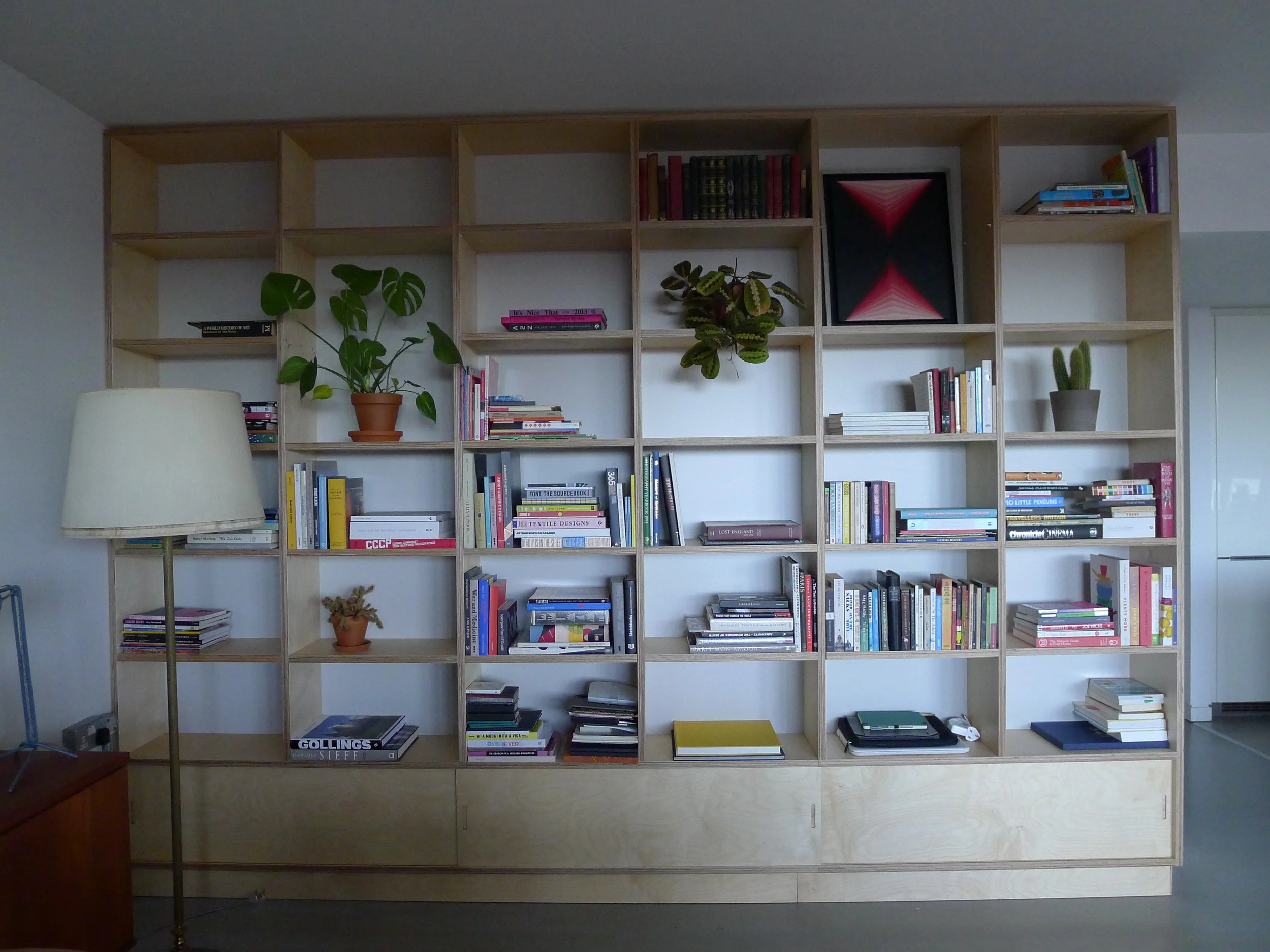 Birch plywood shelf wall