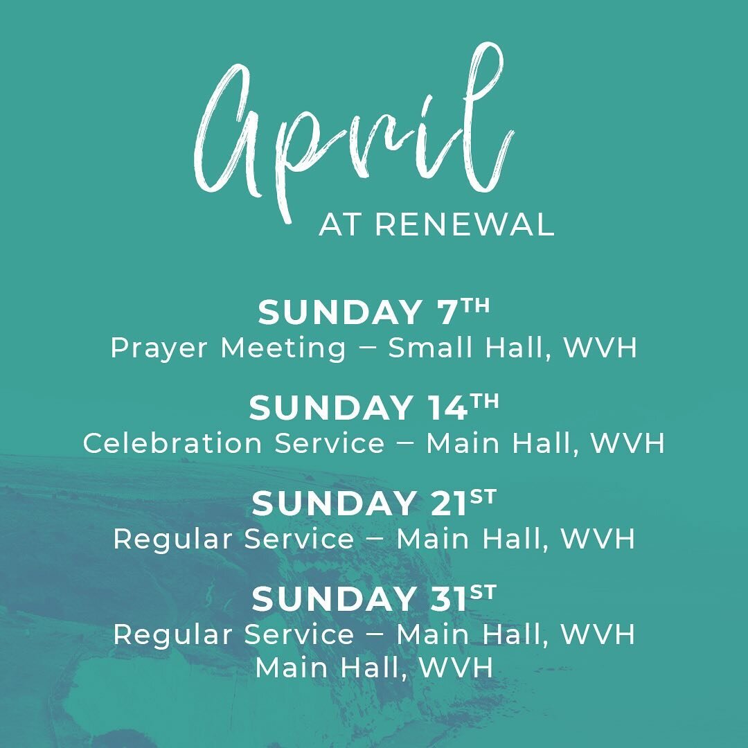 Here is what&rsquo;s coming up at Renewal during the month of April. We&rsquo;d love to see you on a Sunday Morning. 

☕️ From 10.05am
⏰ Service 10.30am
📍 Whitfield Village Hall, CT16 3LY

#renewalchurchwhitfield #dover #jesus
