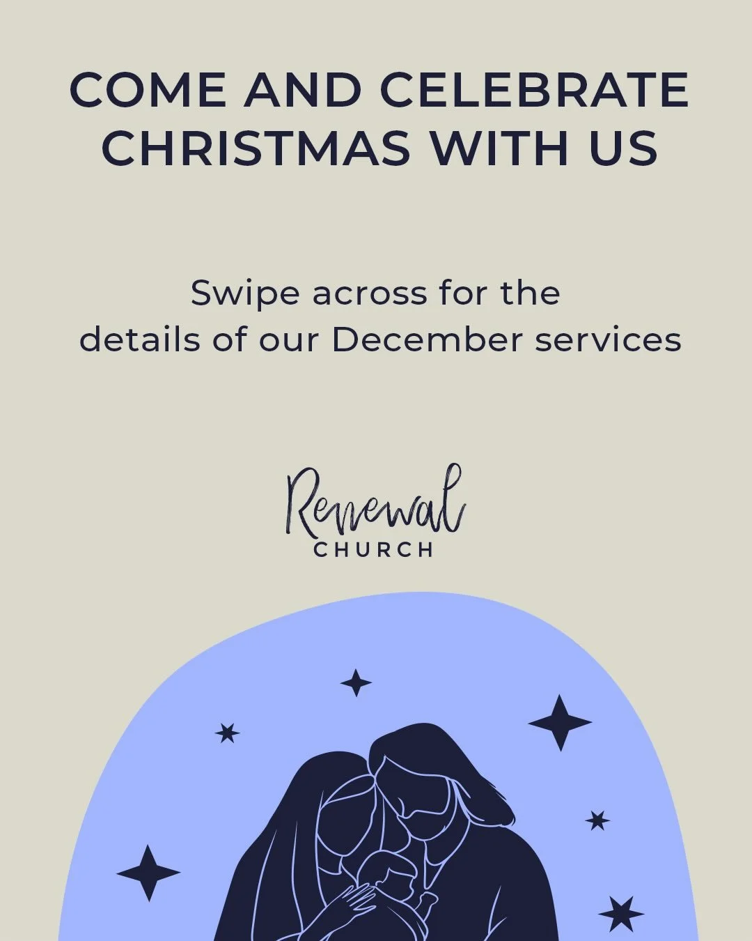 Joy to the world &mdash; the King has come! 🎄👑 Join us this December as we fix our eyes on Jesus. ✨ 

This Sunday we have our family service, with carols and festive treats, and the 21st will be our last gathering of the year, come and celebrate th