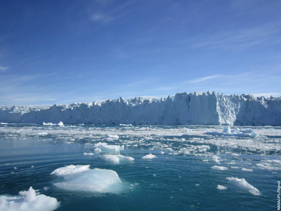 Rising temperatures cause glaciers to melt, which adds water to the world’s oceans. Photo Credit: NASA