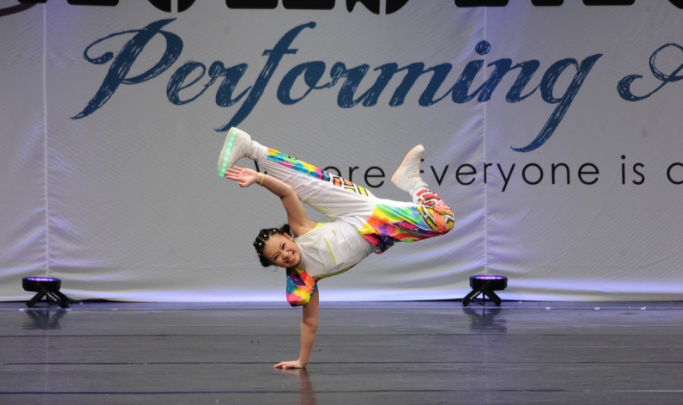 Crystal Wu ’21 solo dances at a competition. Photo Courtesy of Crystal Wu