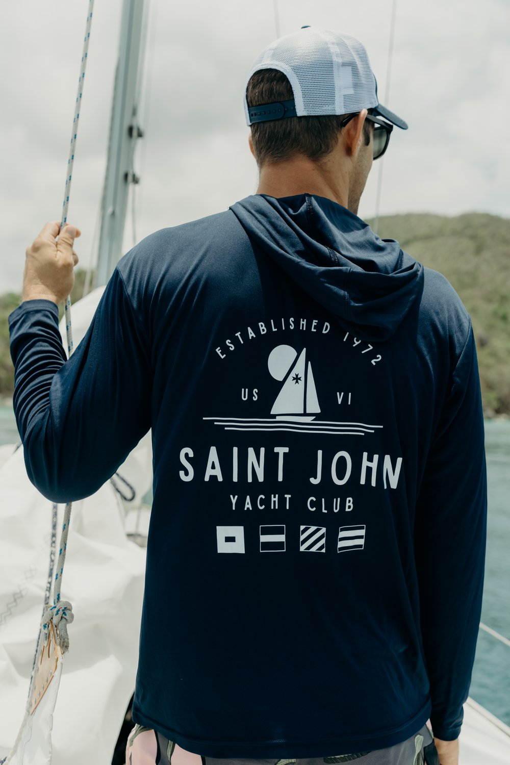 SJYC UPF 50 Hooded Unisex Sun Shirt — St. John Yacht Club