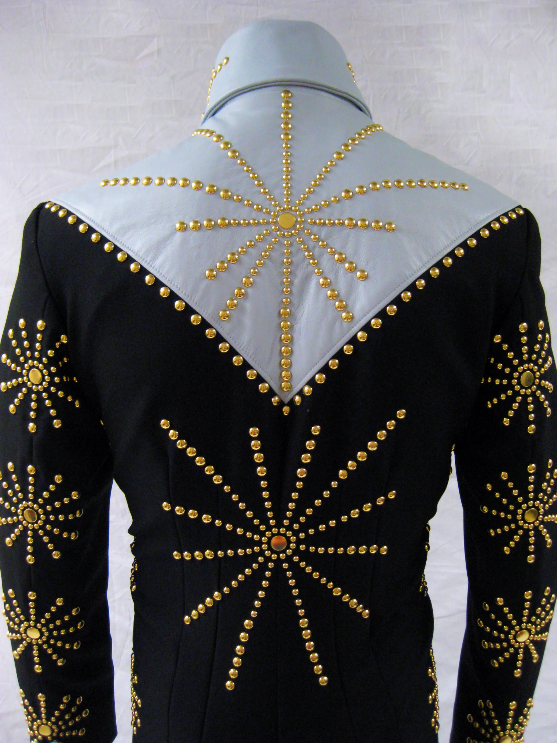 Black with Powder Blue Cisco Kid Jumpsuit Upper Back View