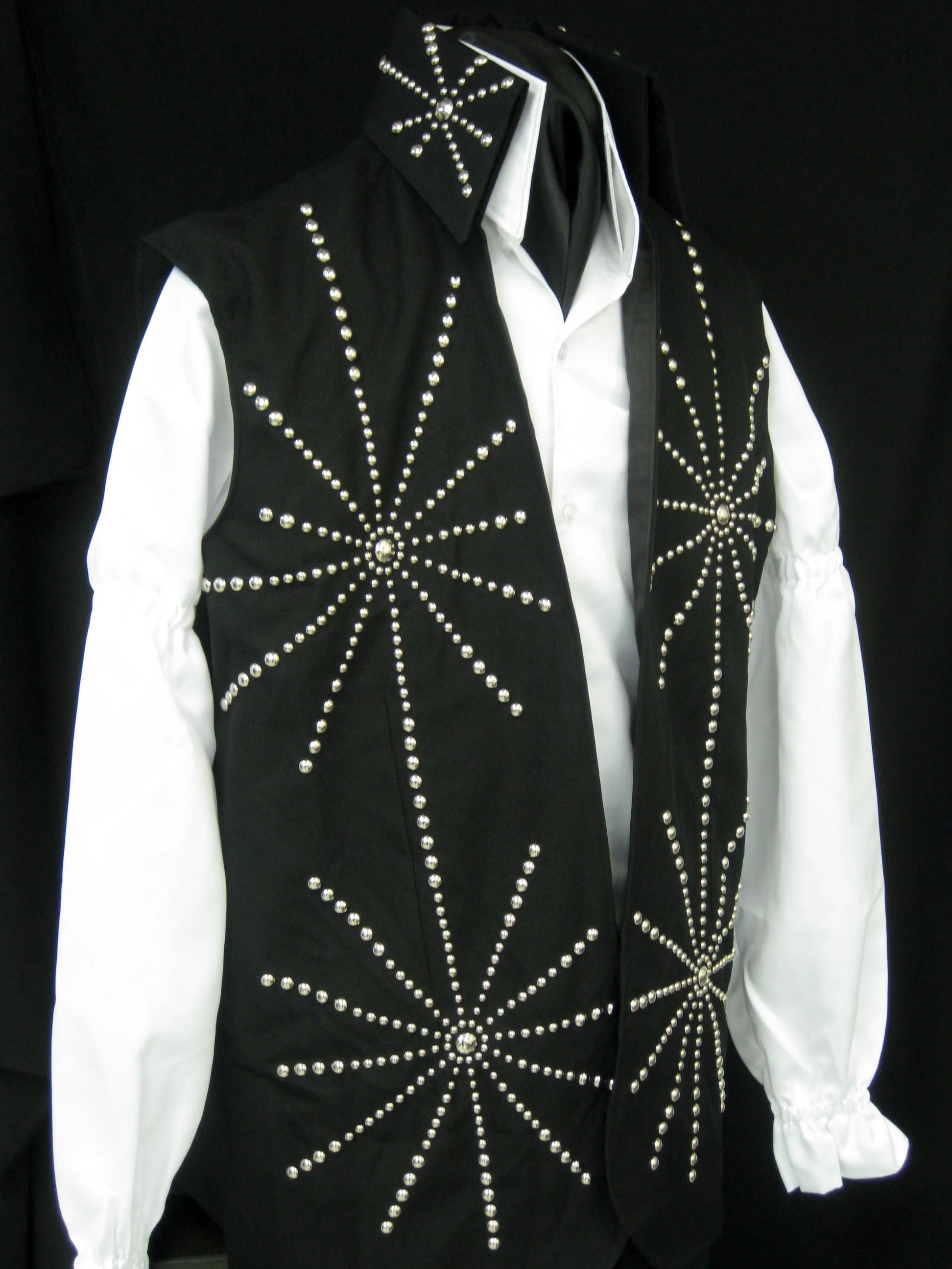 Black Studded Curved Front Vest