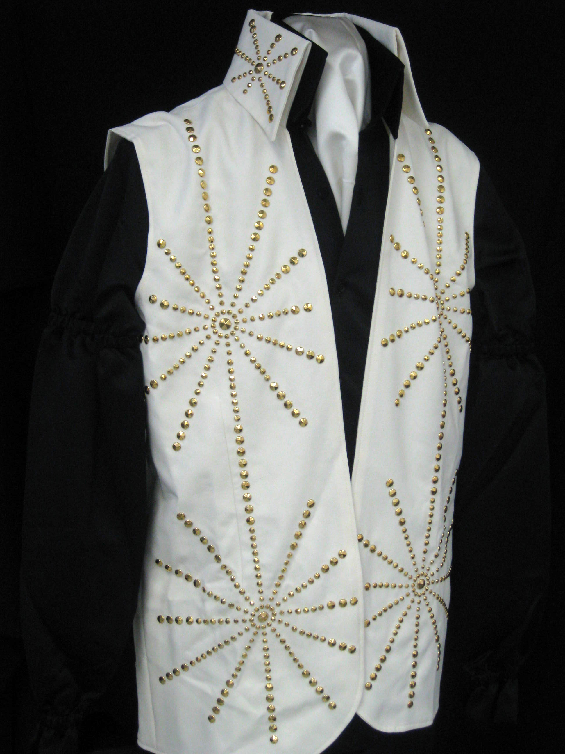 Cream Studded Curved Front Vest