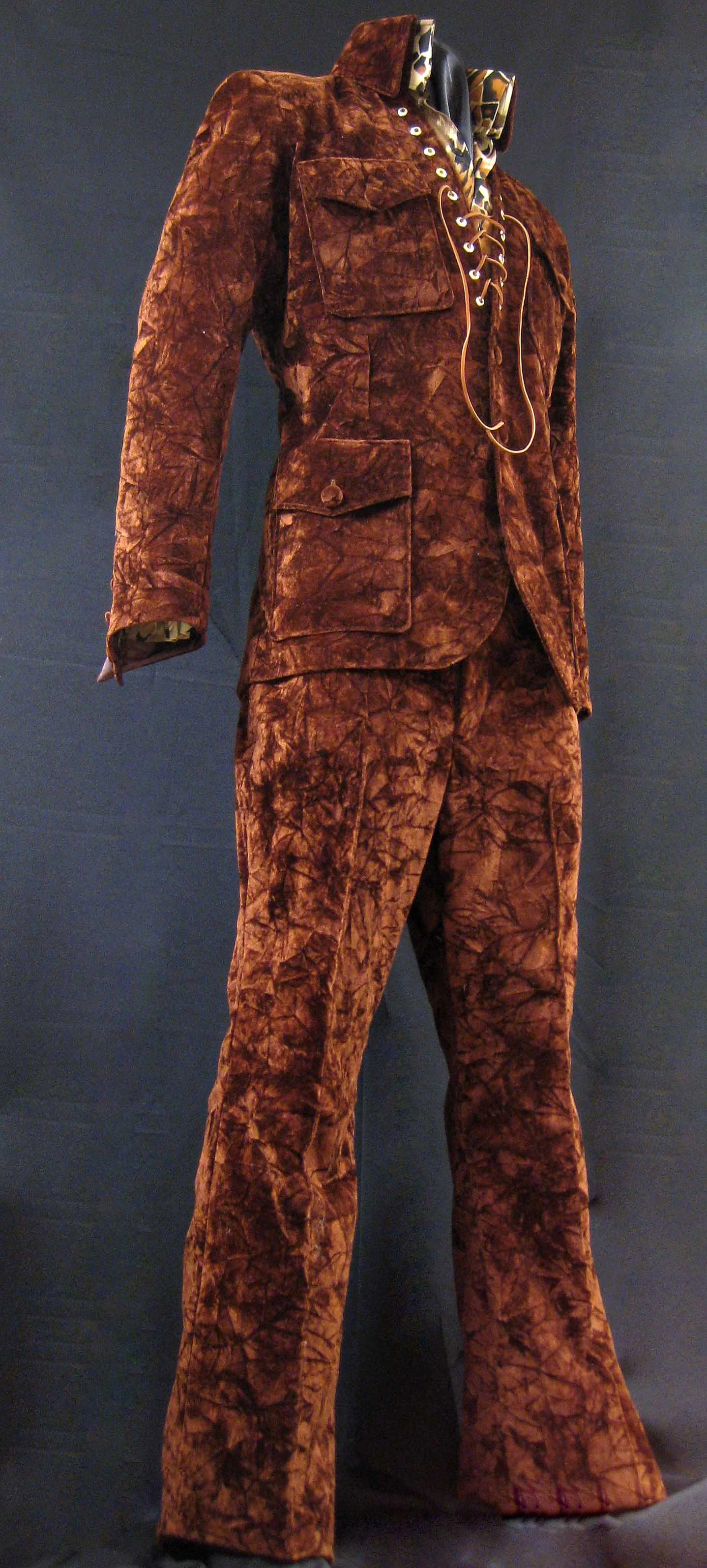 Brown Crushed Velvet Two-Piece Suit