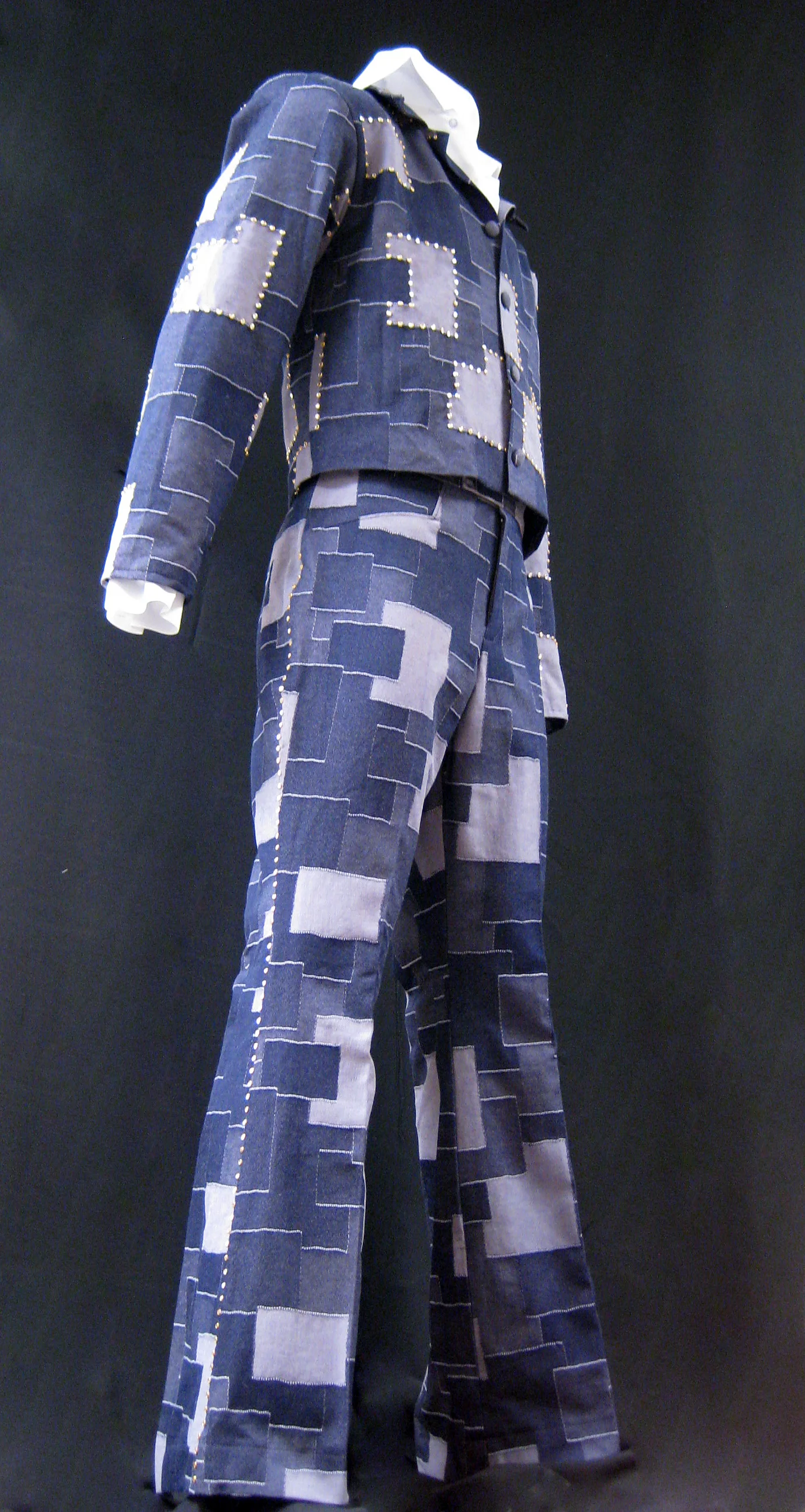 Denim Patchwork Two-Piece Suit