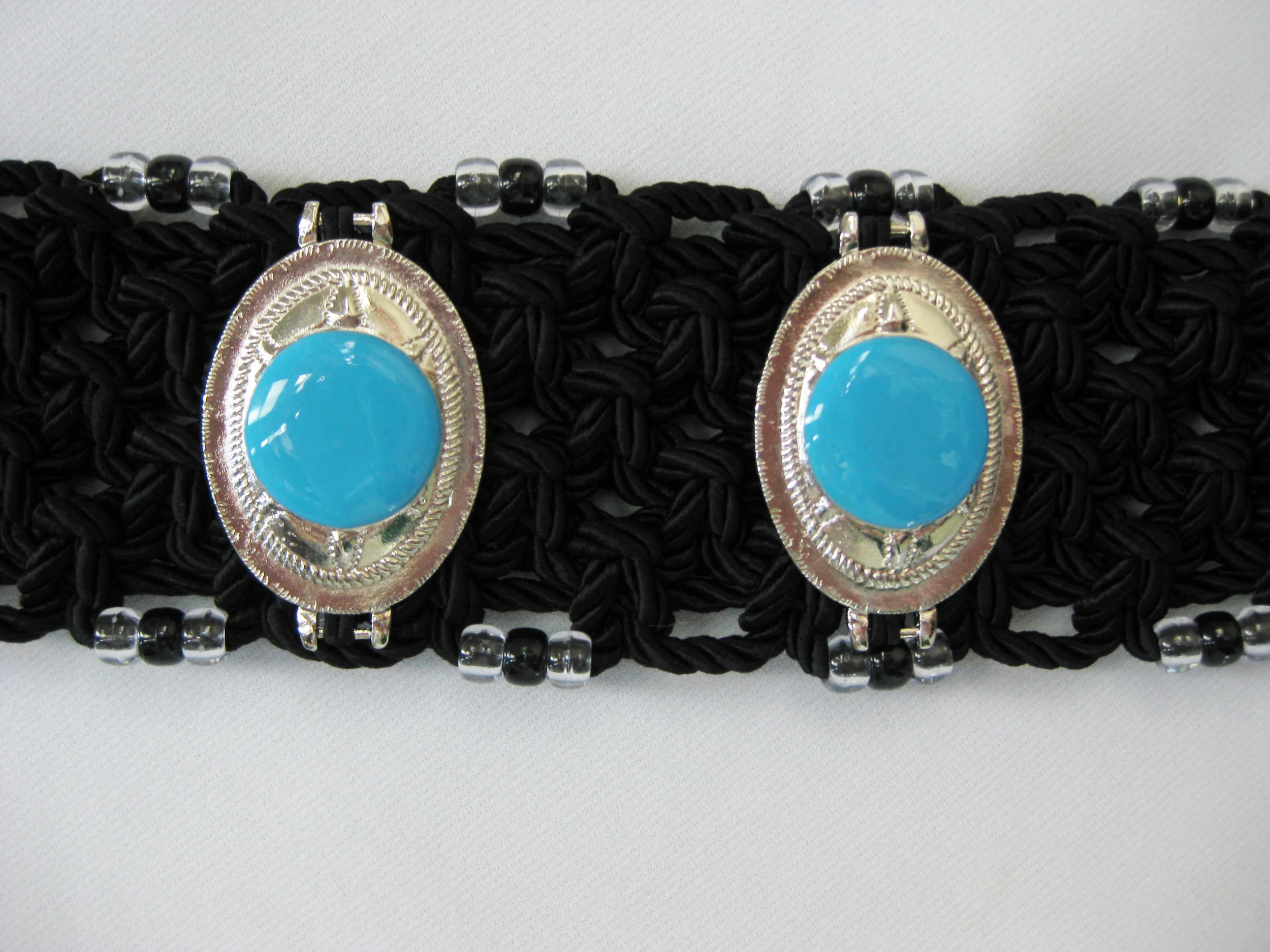 Black Turquoise Concho Belt Close.JPG